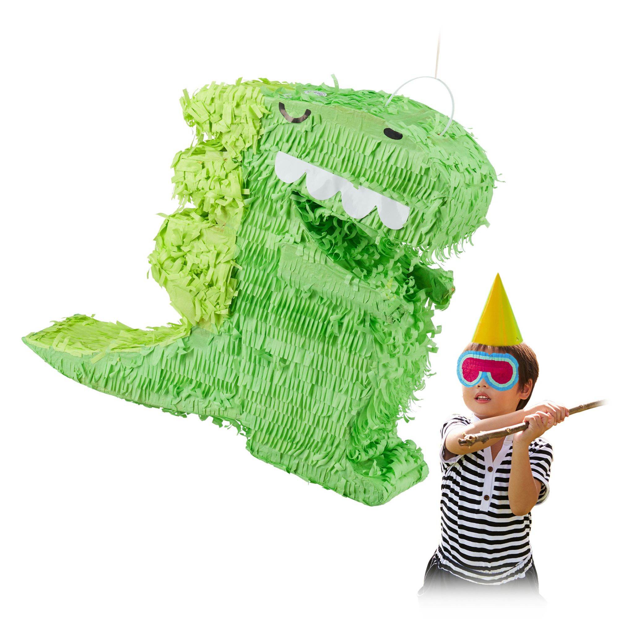 Pinata Dino Weiss-Grün von Relaxdays