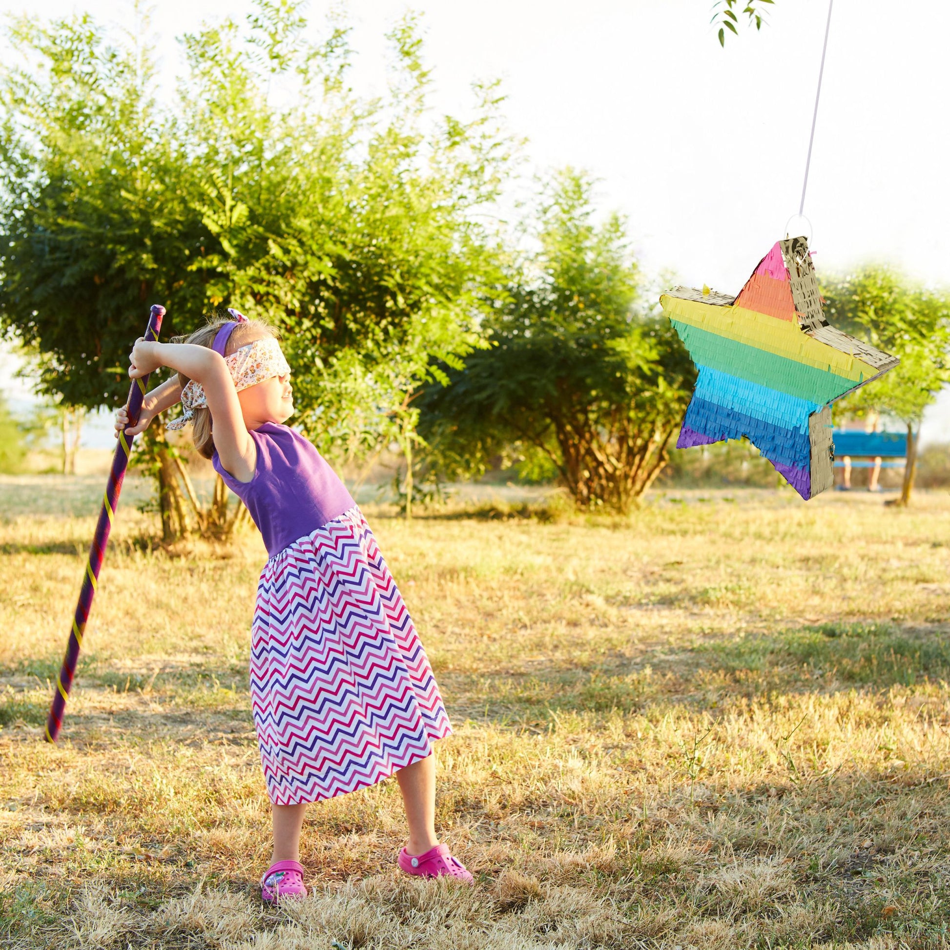 Pinata Stern bunt-gold Blau-Gelb-Gold von Relaxdays