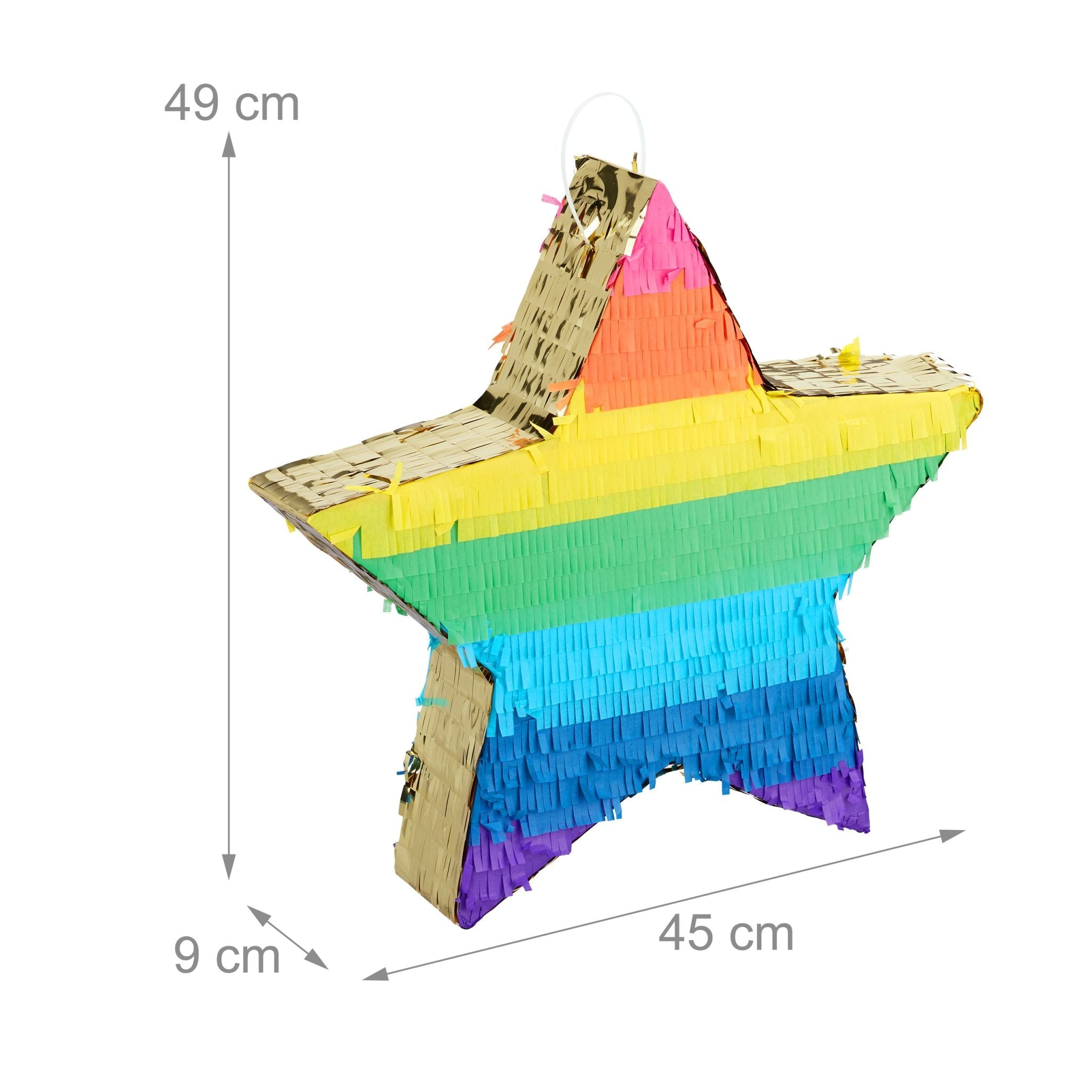 Pinata Stern bunt-gold Blau-Gelb-Gold von Relaxdays