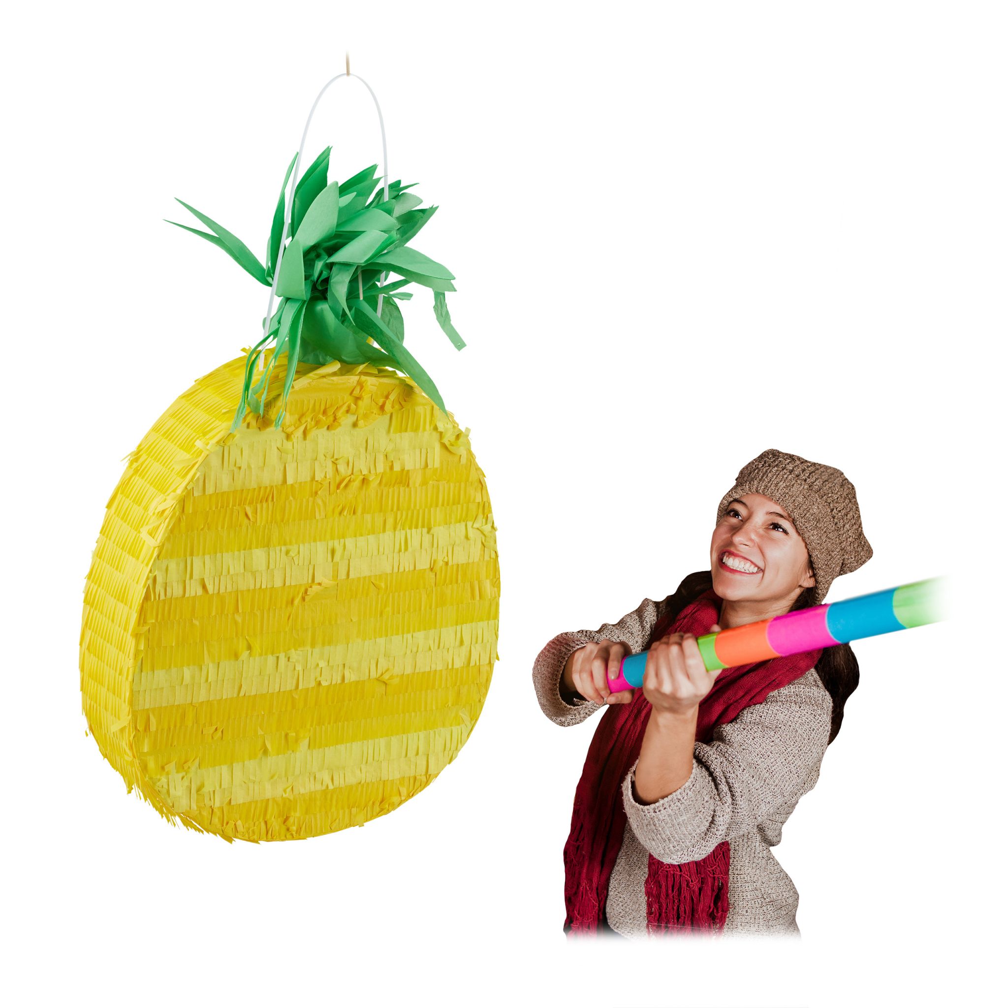 Pinata Ananas Gelb-Grün von Relaxdays