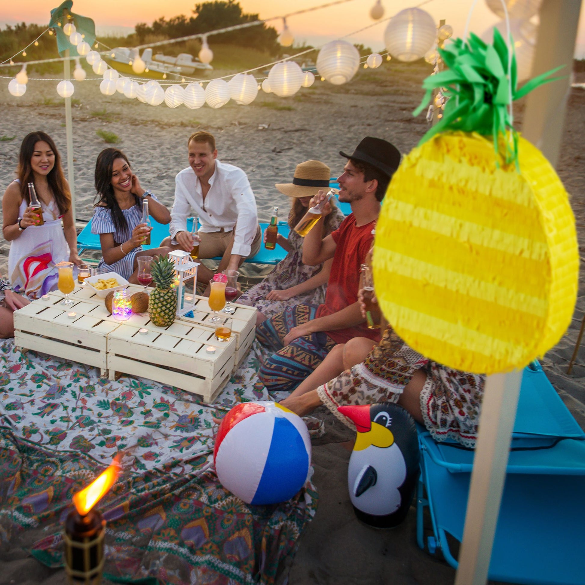 Pinata Ananas Gelb-Grün von Relaxdays