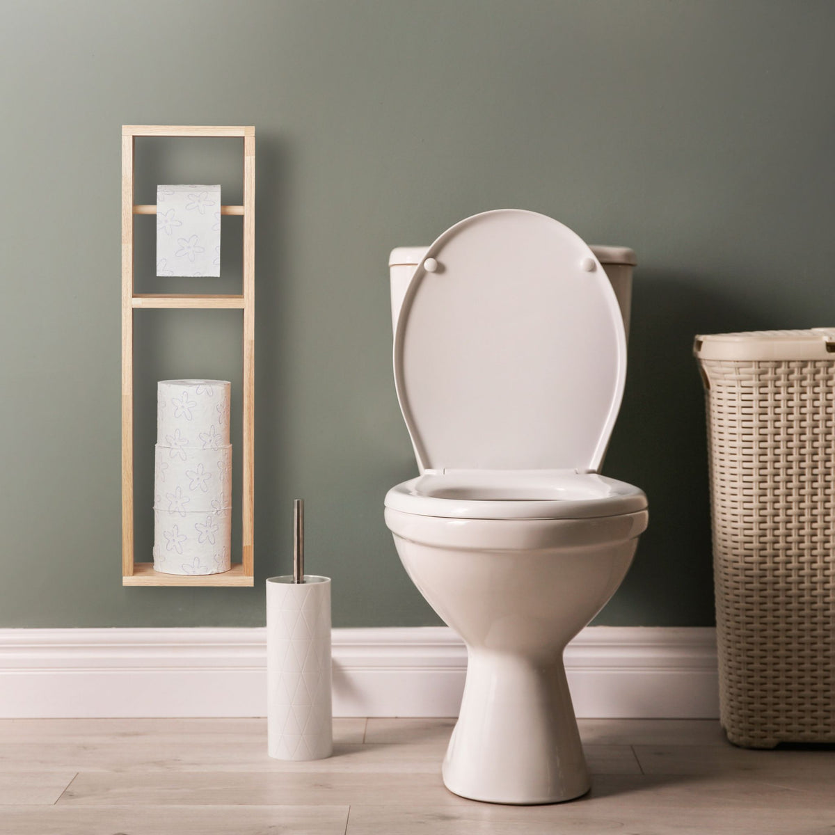 Toilettenpapierhalter Hellbraun von Relaxdays