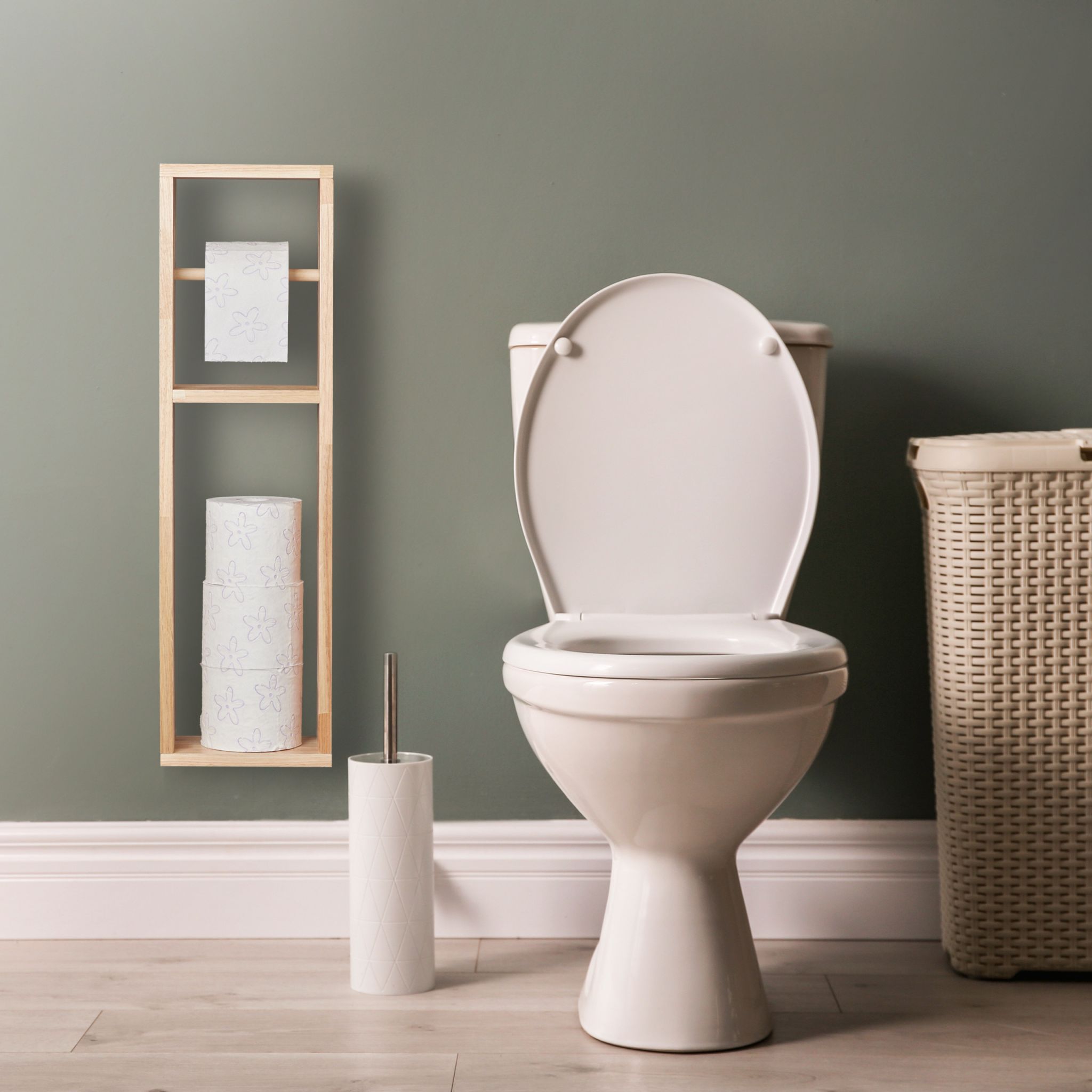 Toilettenpapierhalter Hellbraun von Relaxdays