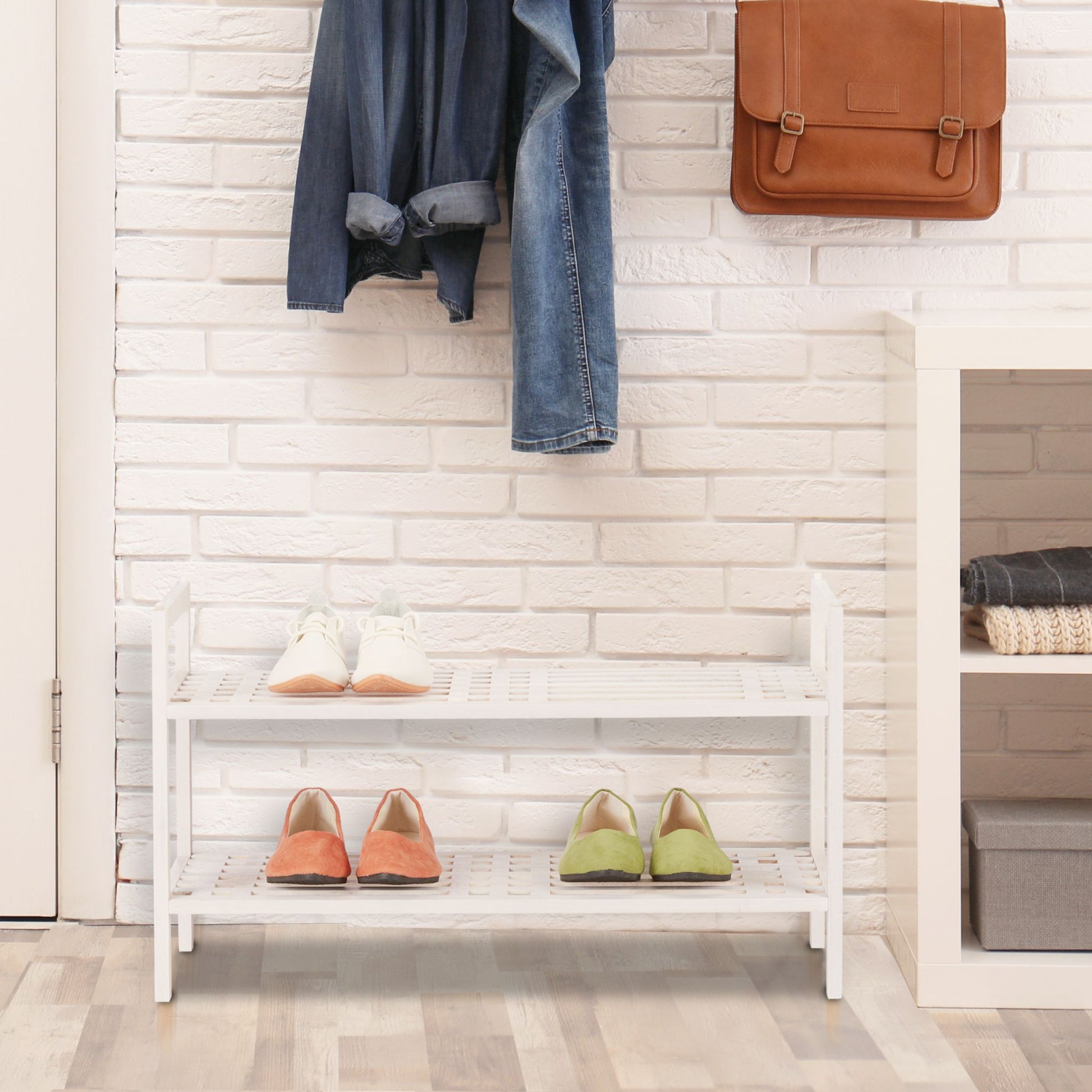 Schuhregal stapelbar weiss Weiss von Relaxdays