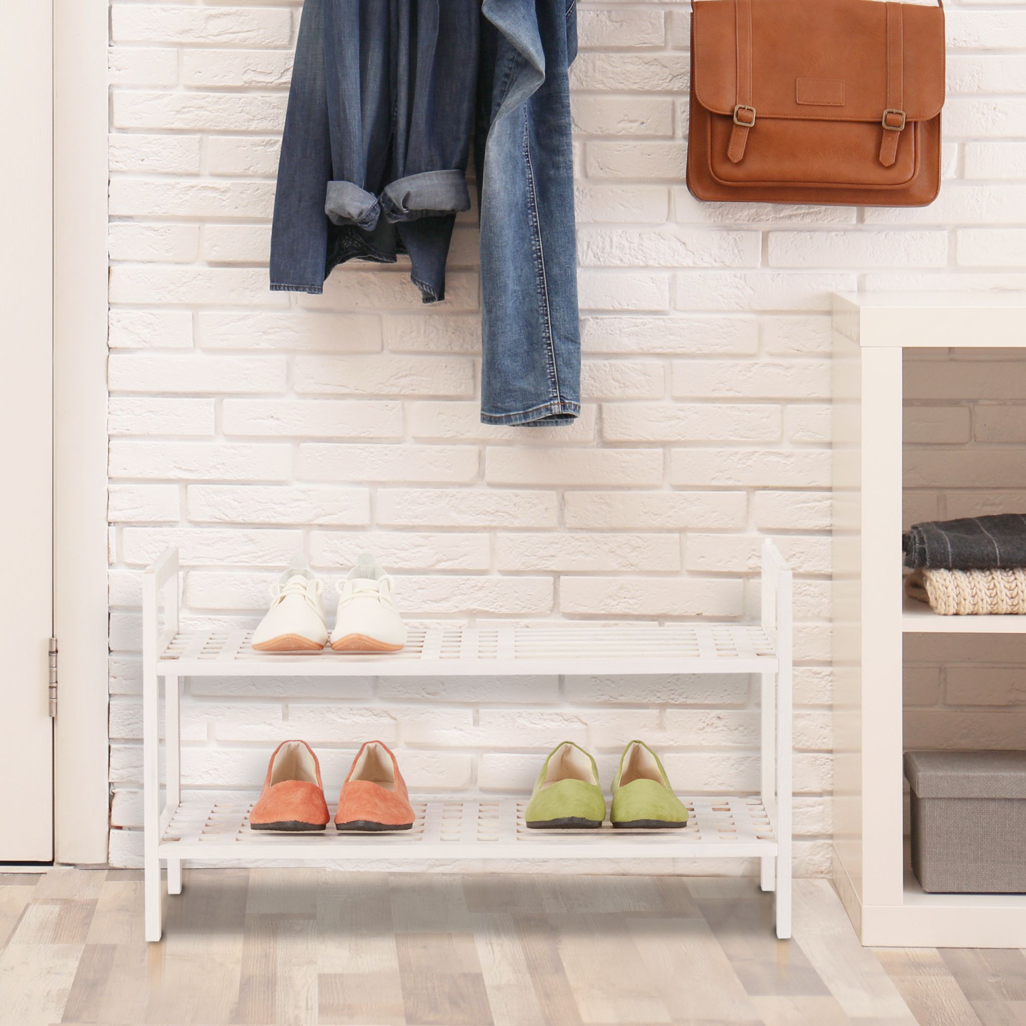 Schuhregal stapelbar weiss Weiss von Relaxdays