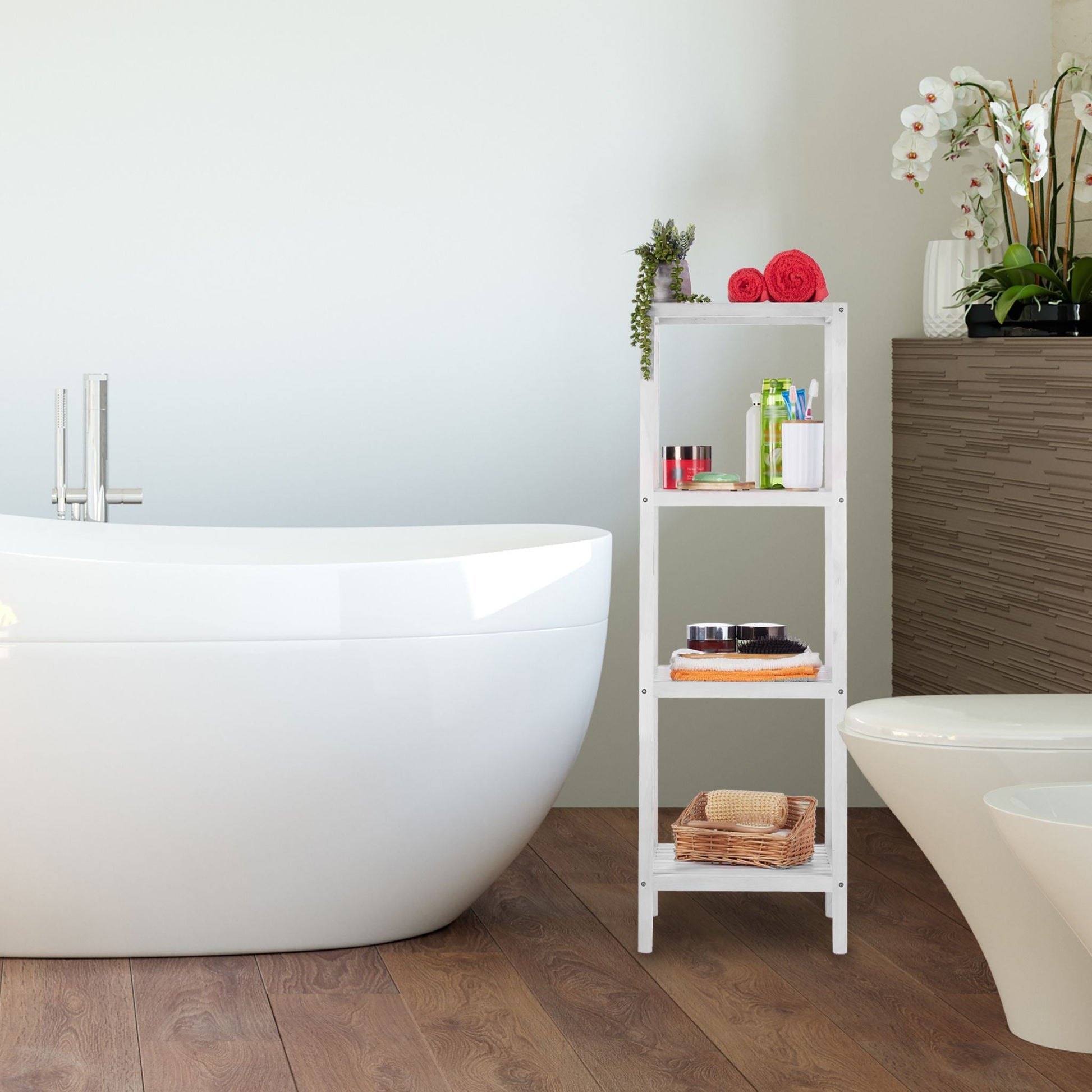 Badregal Walnuss weiss Weiss von Relaxdays