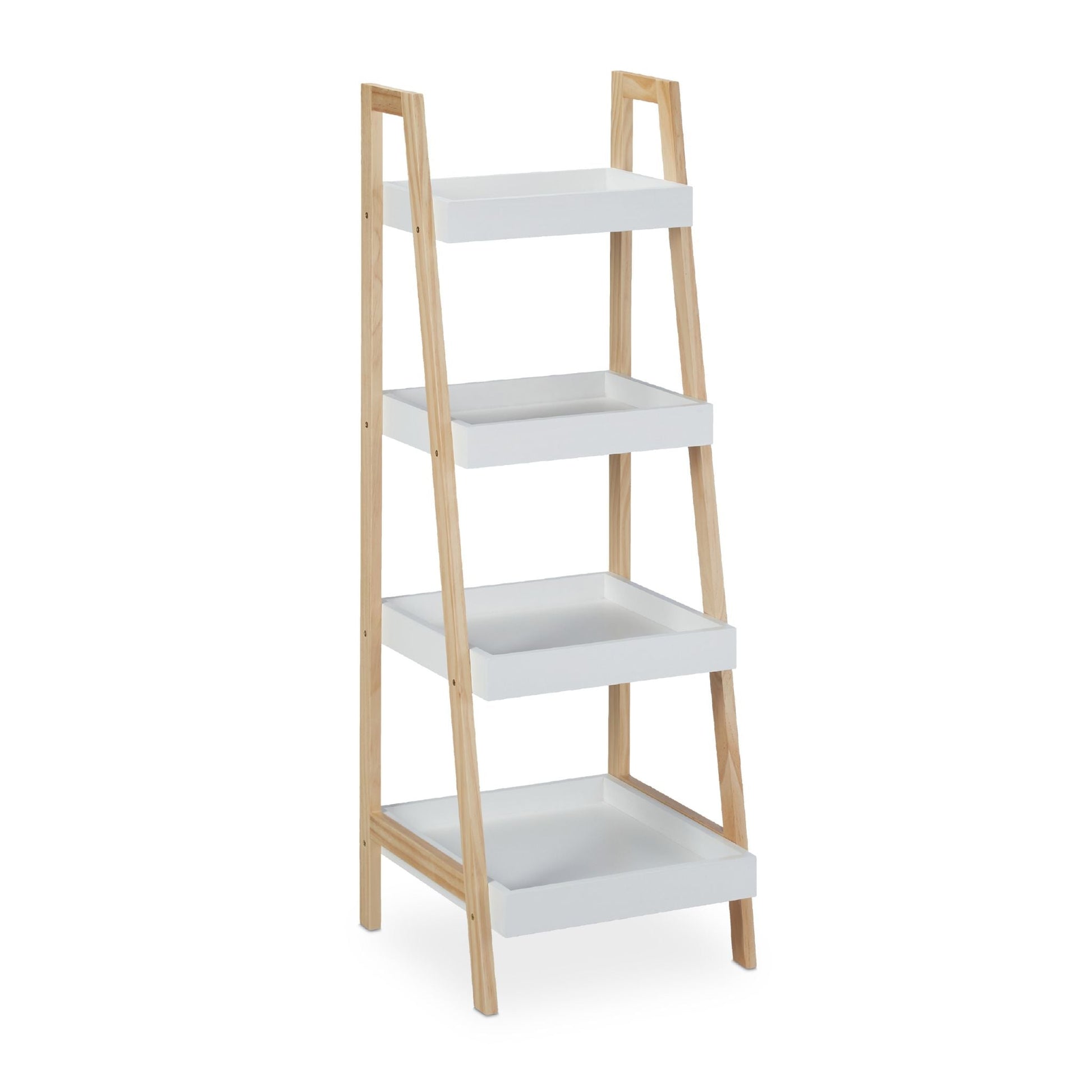 Badregal Leiter weiss Weiss-Hellbraun von Relaxdays