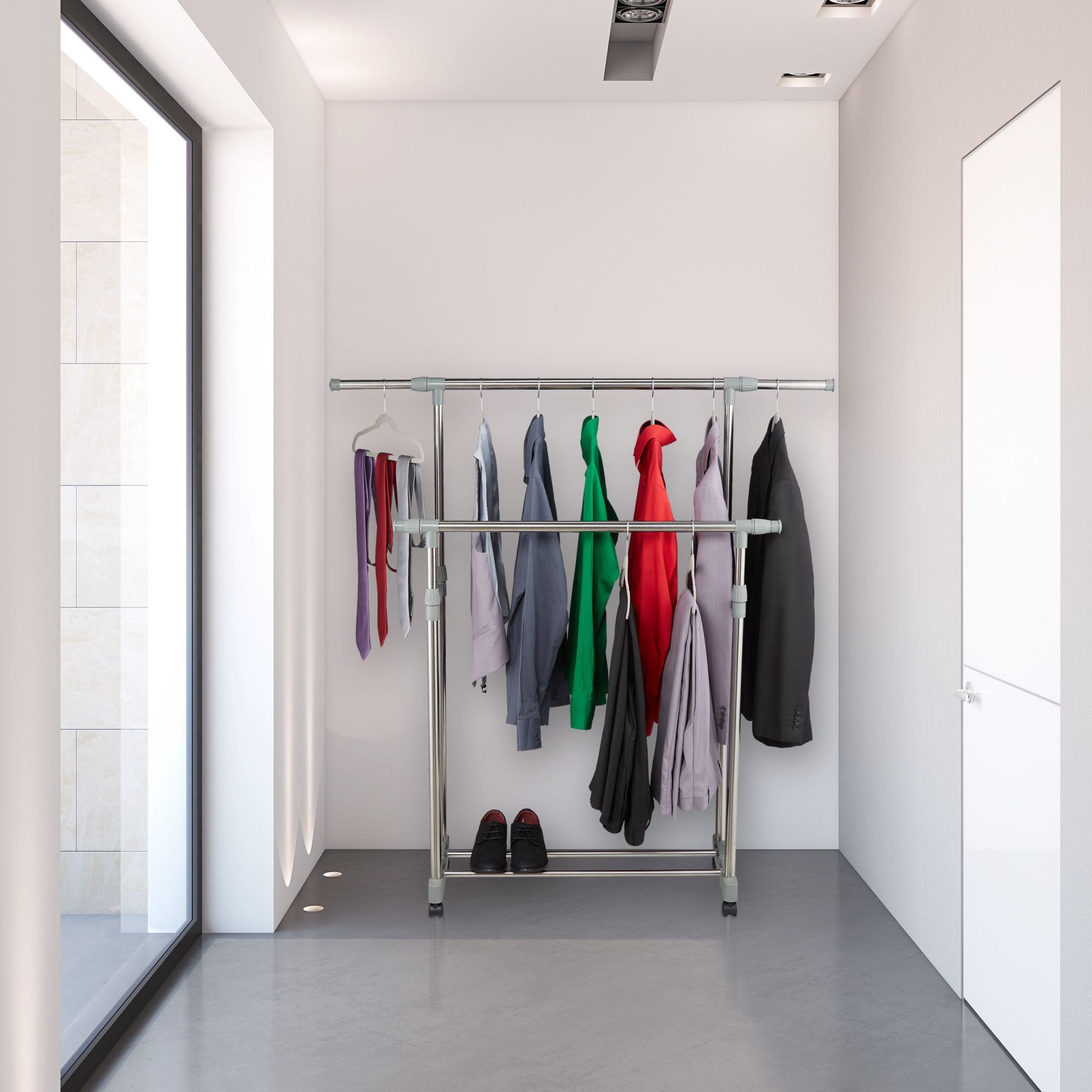 Kleiderständer mit zwei Kleiderstangen Schwarz-Silber-Grau von Relaxdays