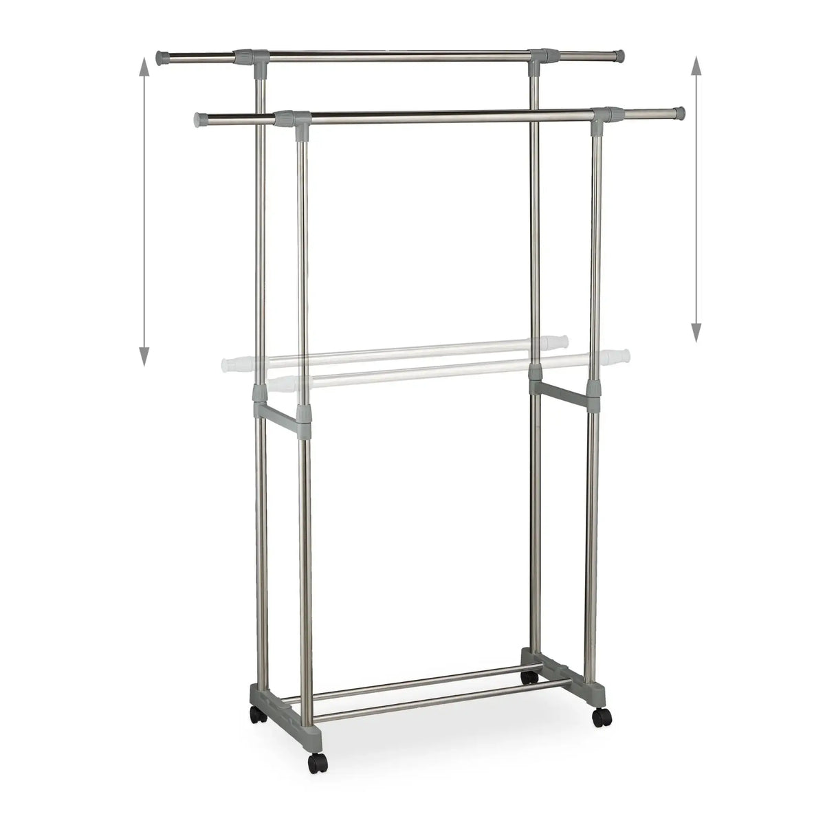 Kleiderständer mit zwei Kleiderstangen Schwarz-Silber-Grau von Relaxdays