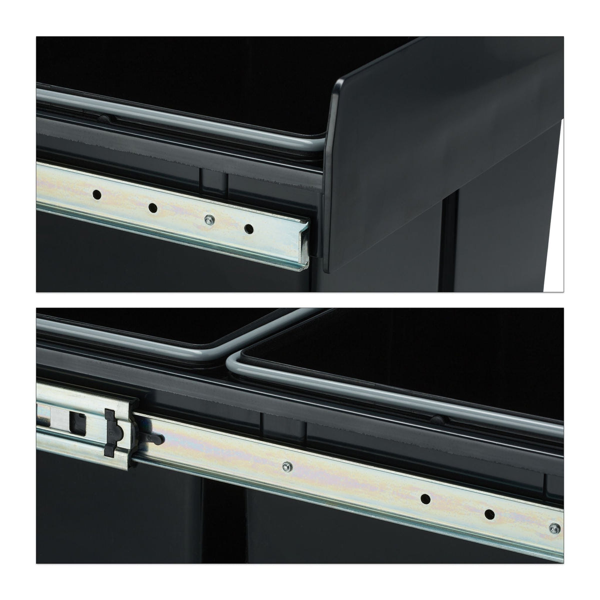 Einbaumülleimer 2x15L schwarz Schwarz von Relaxdays
