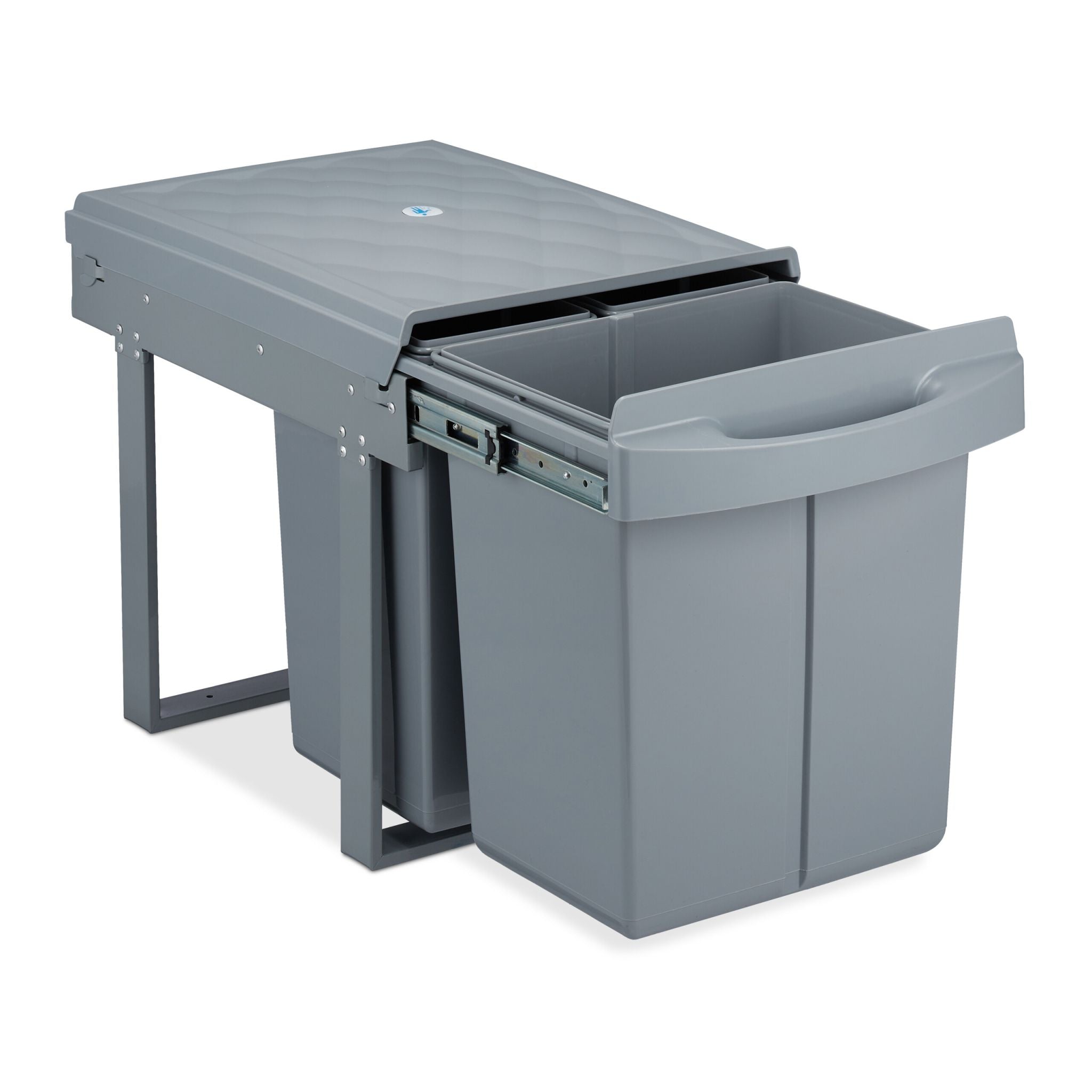 Einbaumülleimer 1x 20l & 2x 10l Grau von Relaxdays