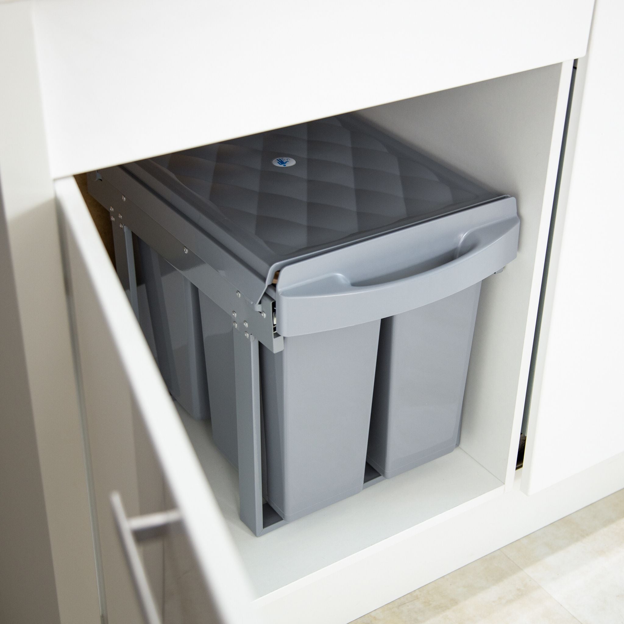 Einbaumülleimer 1x 20l & 2x 10l Grau von Relaxdays