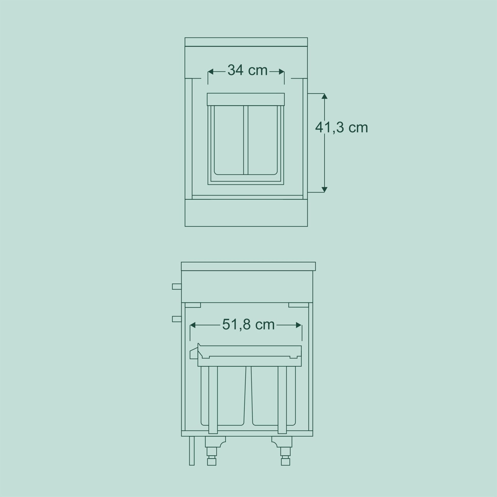 Einbaumülleimer 1x 20l & 2x 10l Grau von Relaxdays