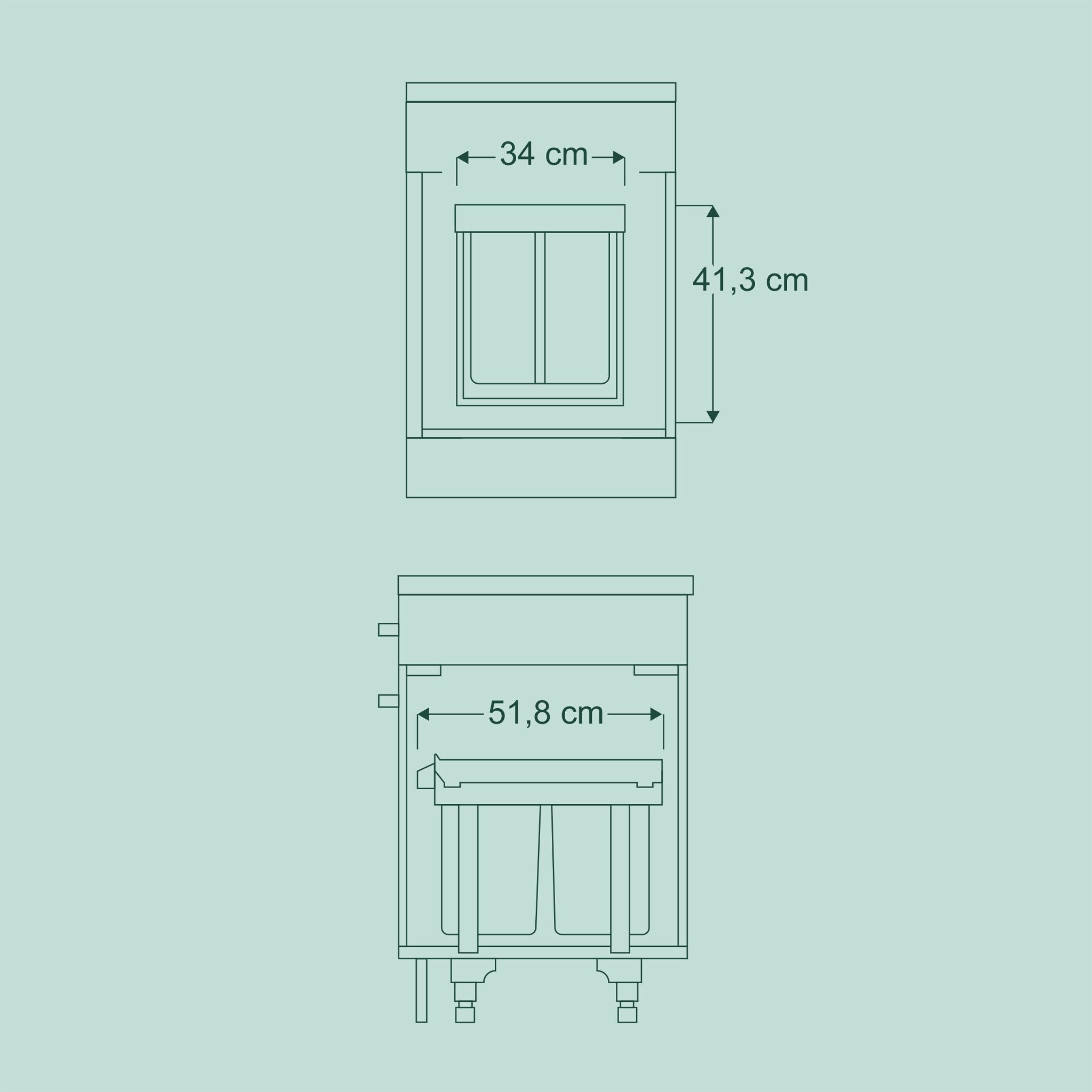 Einbaumülleimer 1x 20l & 2x 10l Grau von Relaxdays