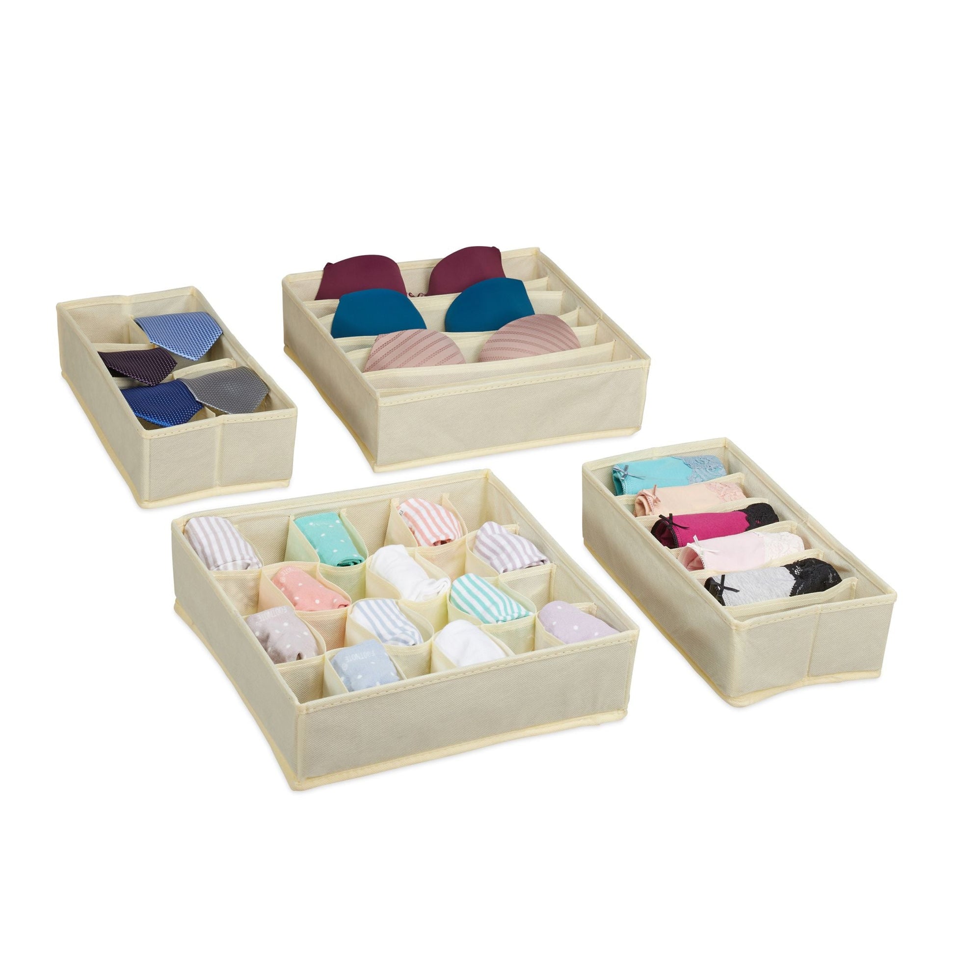 Unterwäscheorganiser 4er-Set Beige von Relaxdays