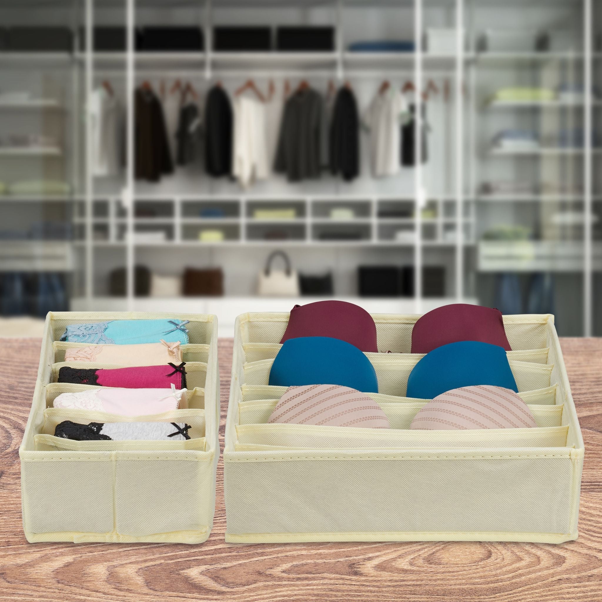 Unterwäscheorganiser 4er-Set Beige von Relaxdays
