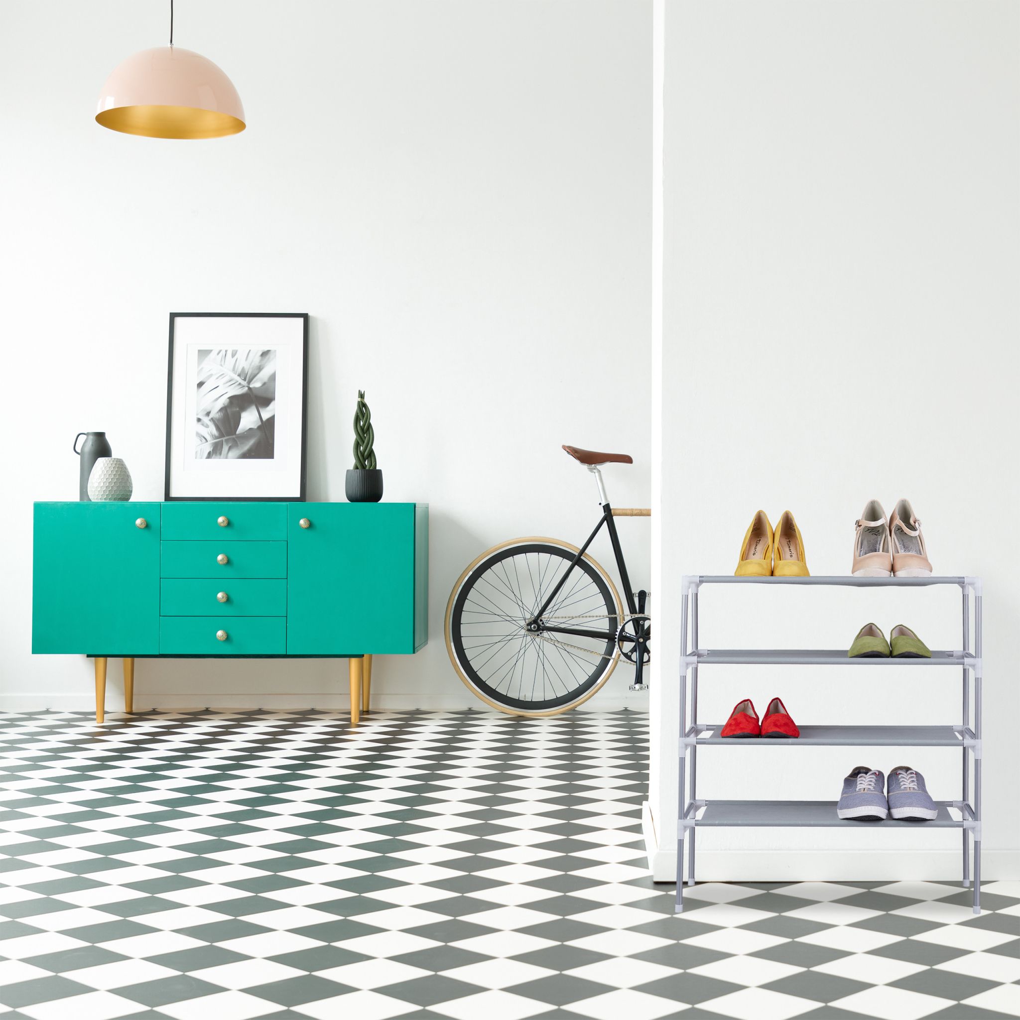 Schuhregal Stecksystem 4 Ebenen Grau von Relaxdays