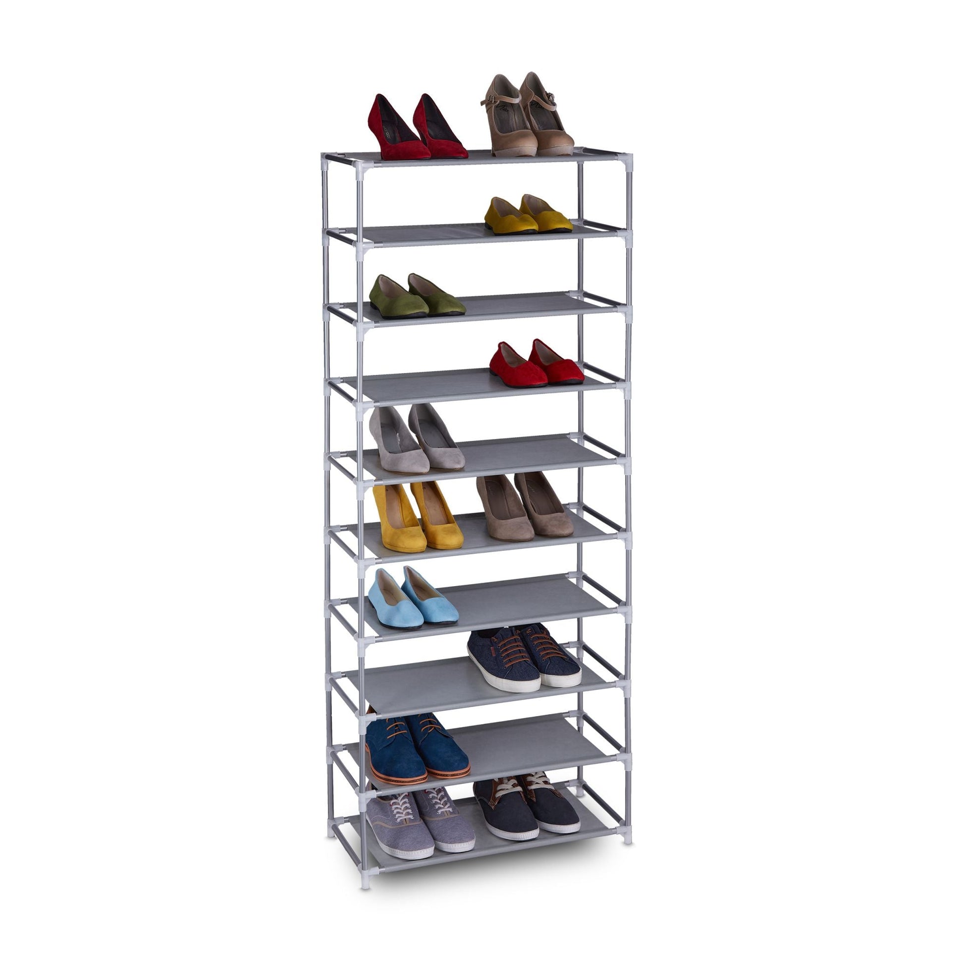 Schuhregal Stecksystem 10 Ebenen Grau von Relaxdays