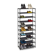 Schuhregal Stecksystem 10 Ebenen Schwarz von Relaxdays