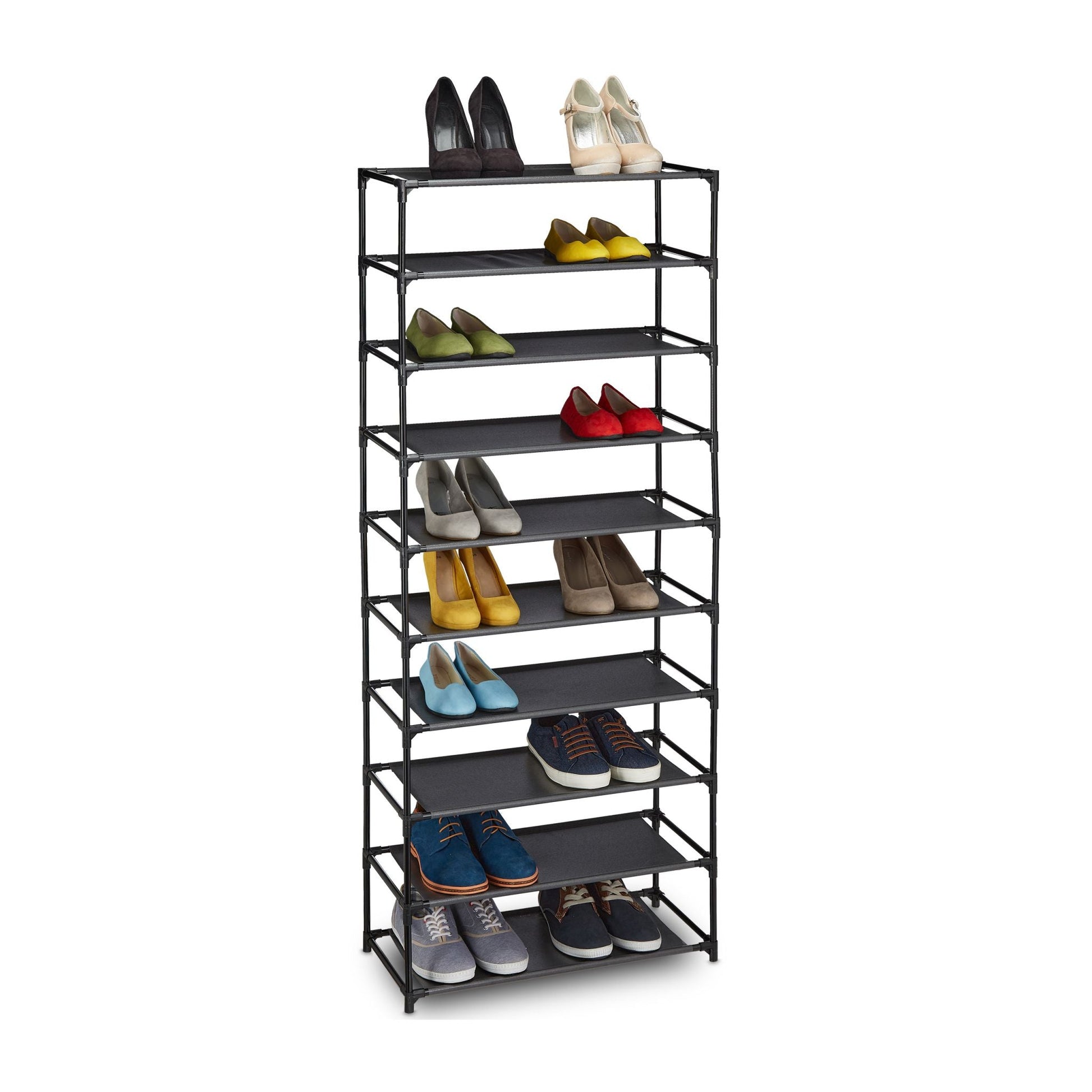 Schuhregal Stecksystem 10 Ebenen Schwarz von Relaxdays