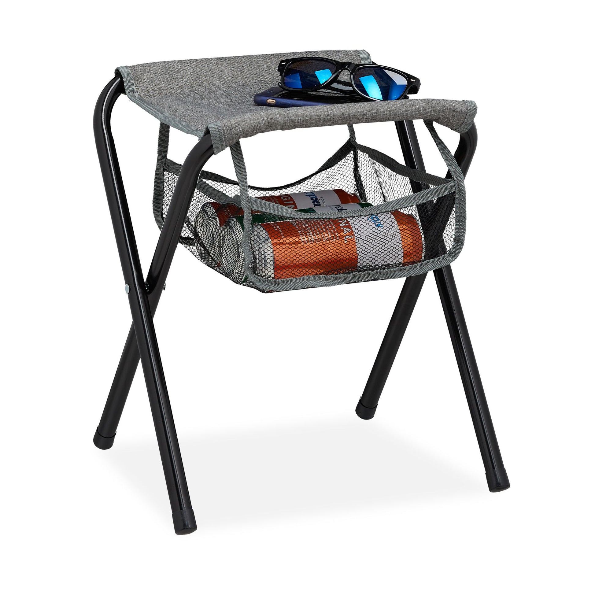 Campinghocker faltbar mit Tasche Grau von Relaxdays