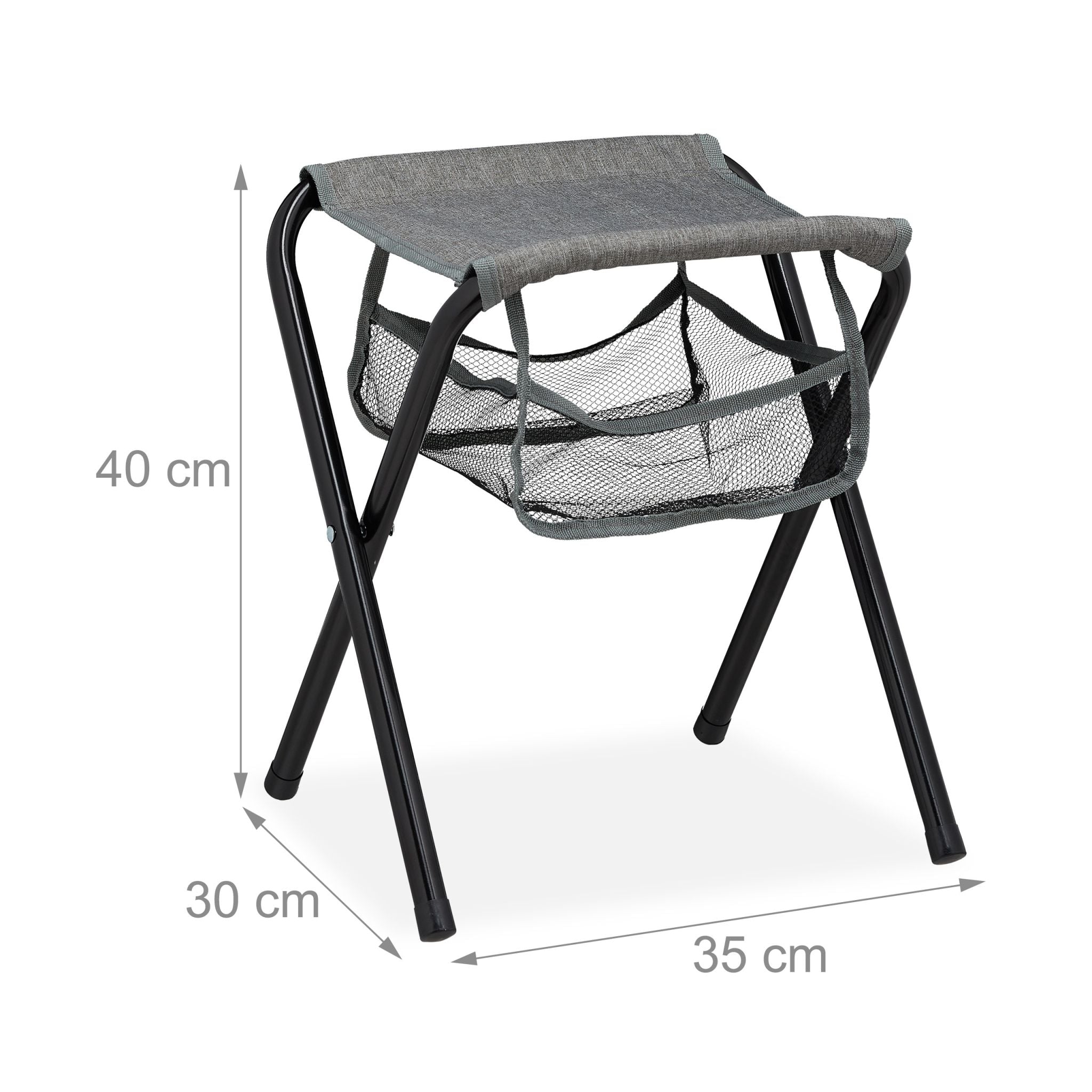 Campinghocker faltbar mit Tasche Grau von Relaxdays