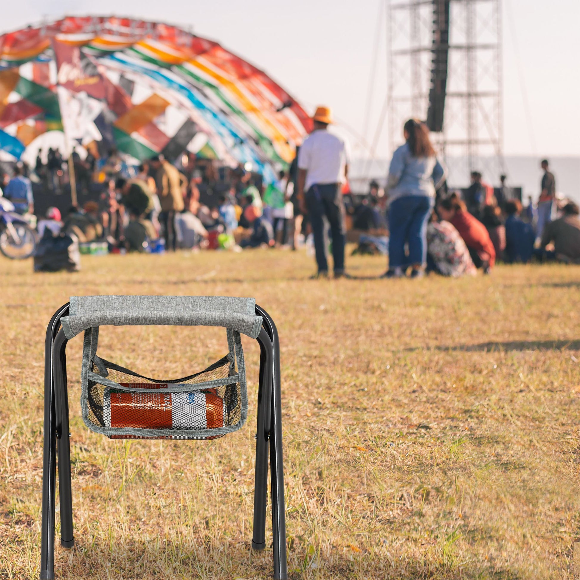 Campinghocker faltbar mit Tasche Grau von Relaxdays