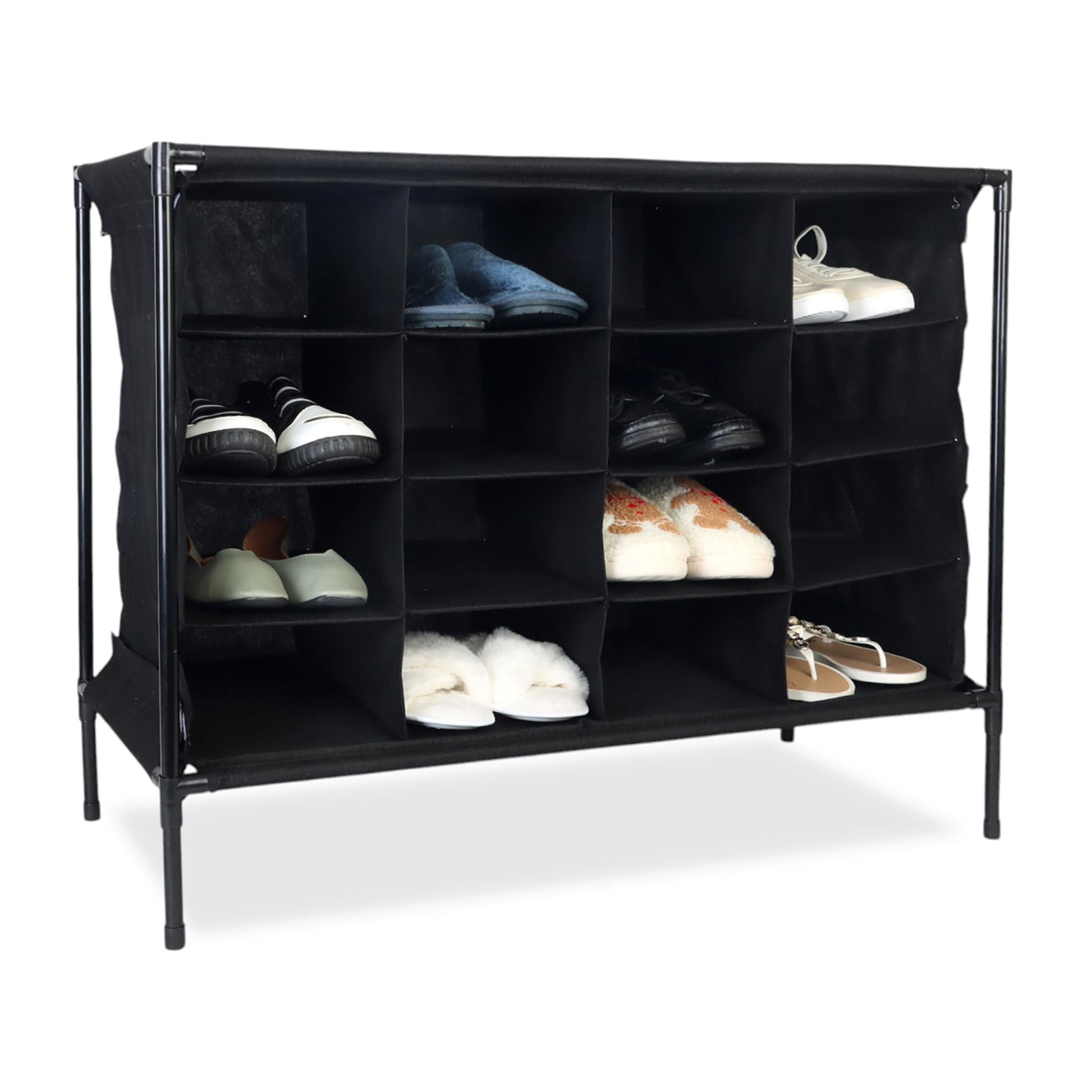 Camping Schuhregal 16 Fächer Schwarz von Relaxdays