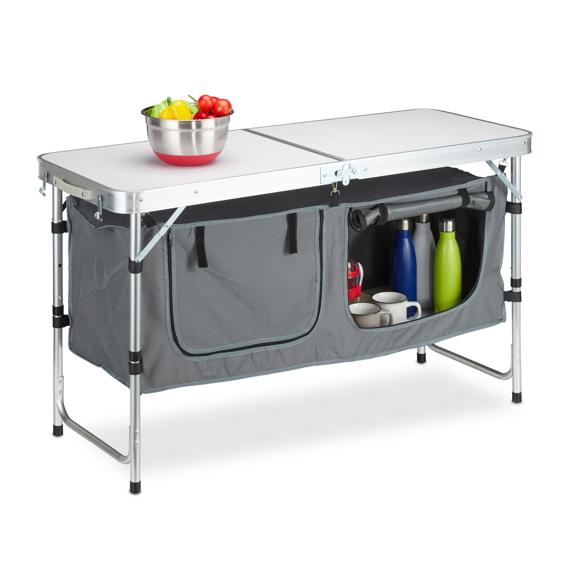 Campingtisch klappbar Silber-Grau von Relaxdays