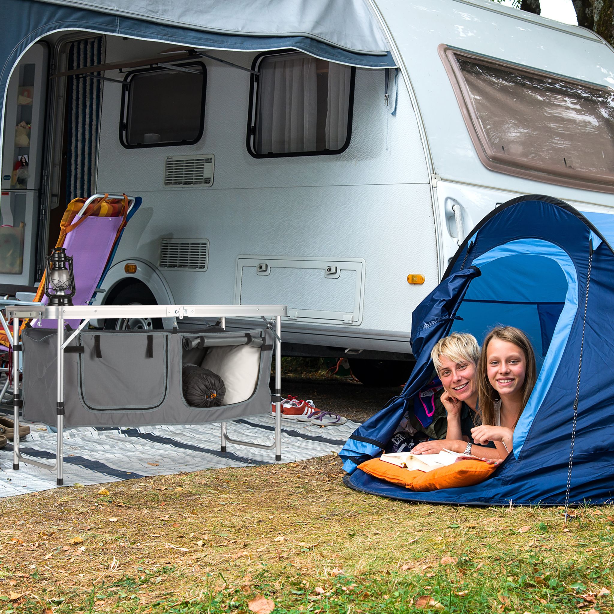 Campingtisch klappbar Silber-Grau von Relaxdays