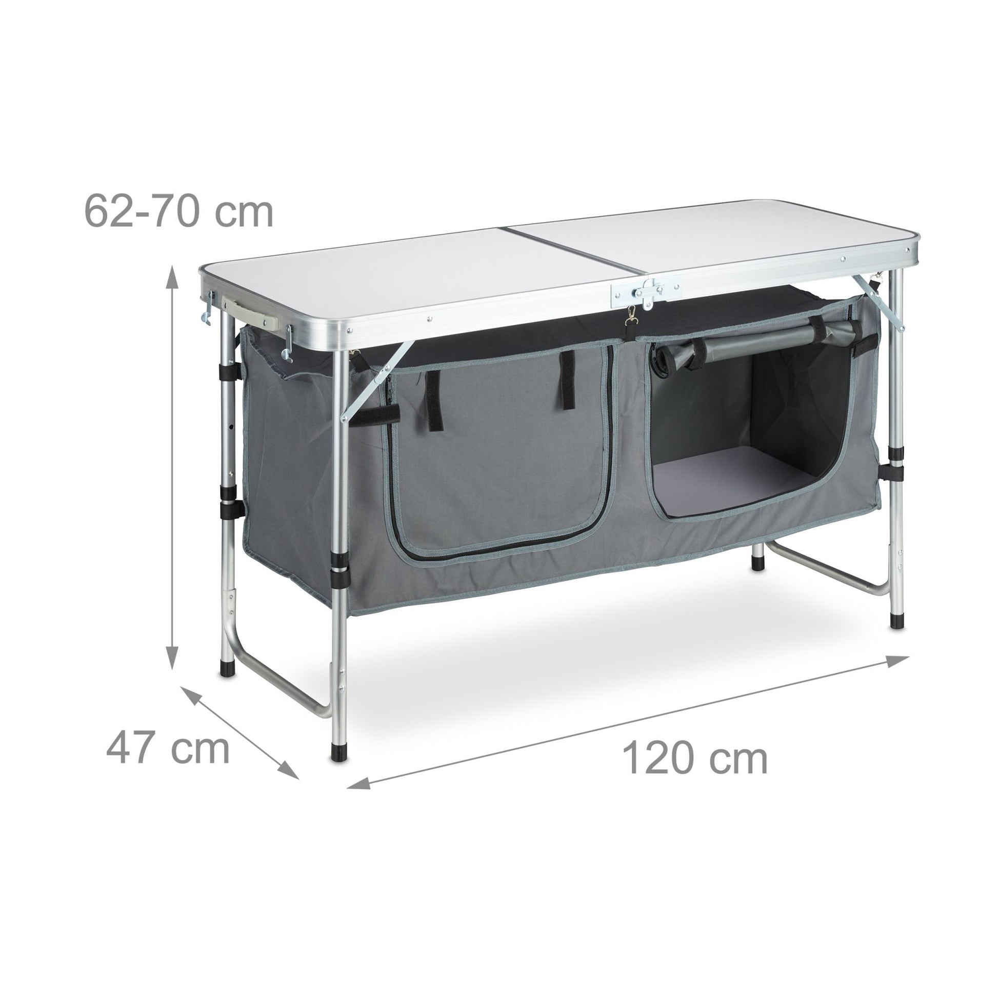 Campingtisch klappbar Silber-Grau von Relaxdays