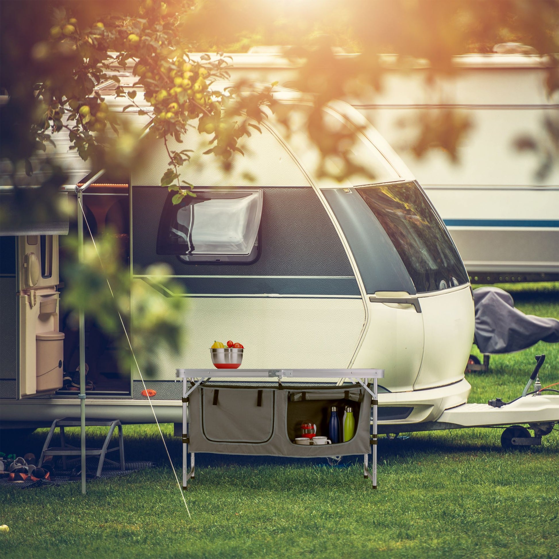 Campingtisch klappbar Silber-Grau von Relaxdays
