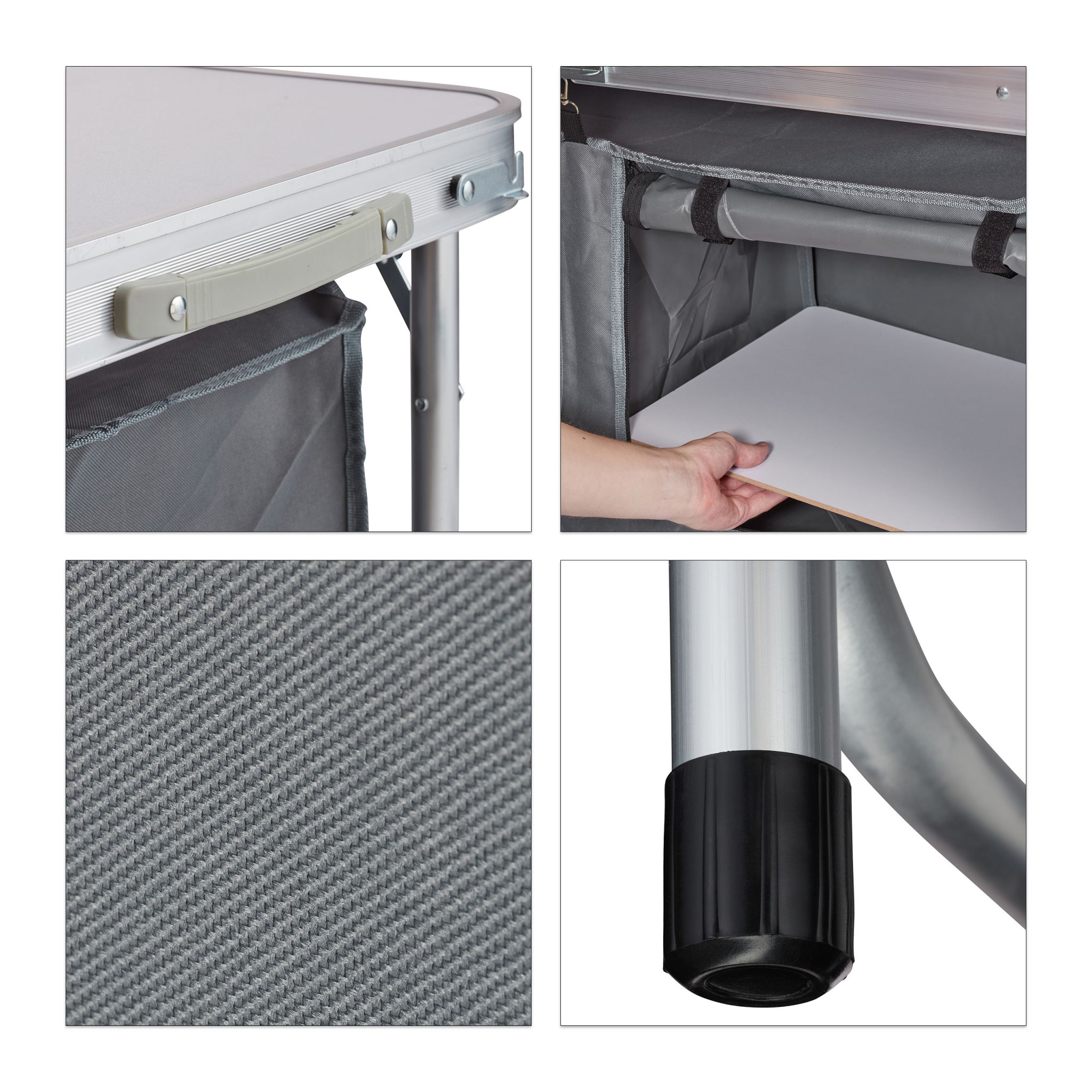 Campingtisch klappbar Silber-Grau von Relaxdays