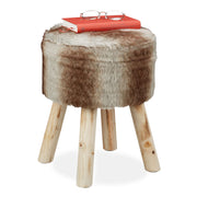 Fellhocker rund Braun-Hellbraun-Grau von Relaxdays