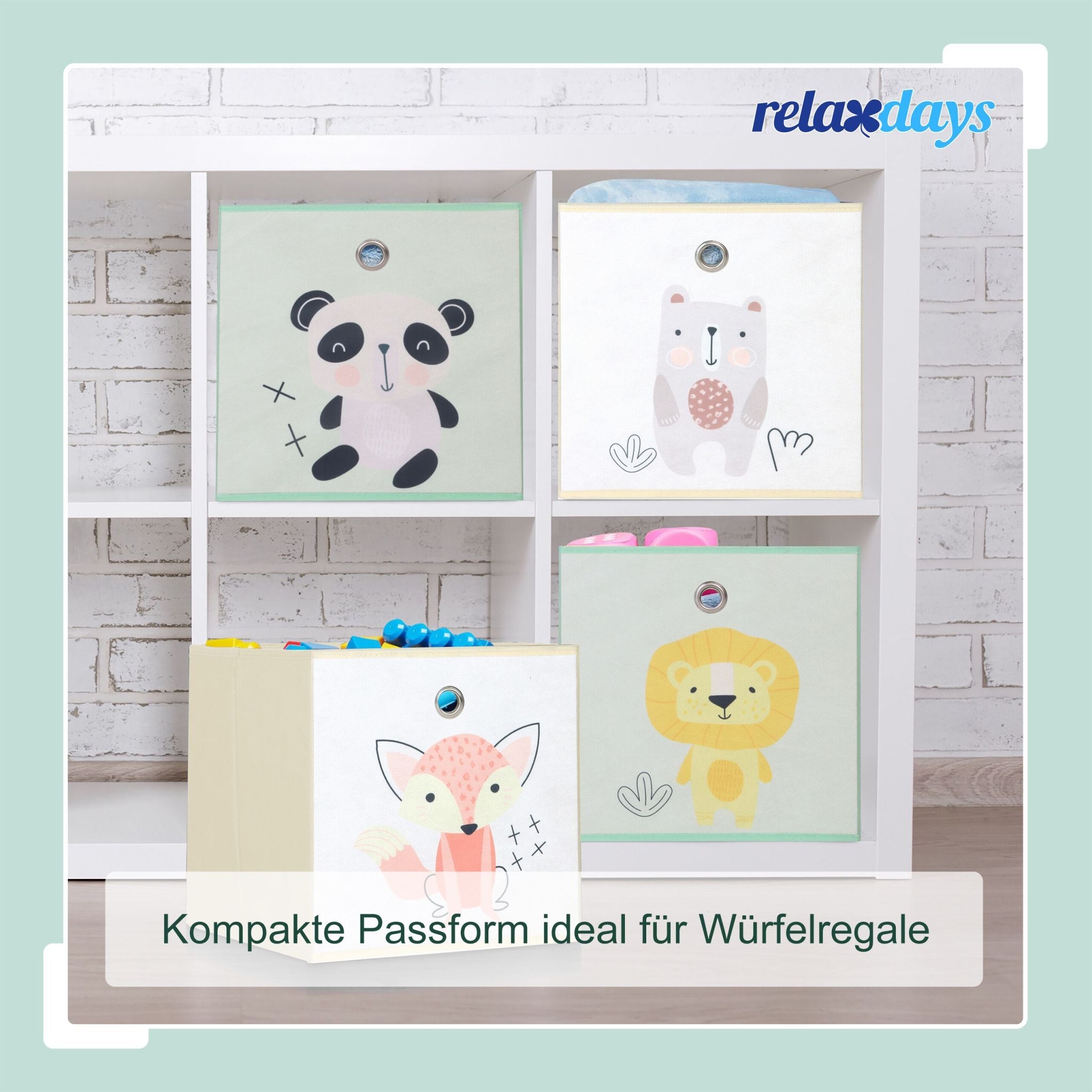 Kinder Aufbewahrungsboxen 4er-Set Gelb-Grün von Relaxdays