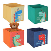 Kinder Aufbewahrungsboxen 4er-Set Blau-Gelb-Grün von Relaxdays