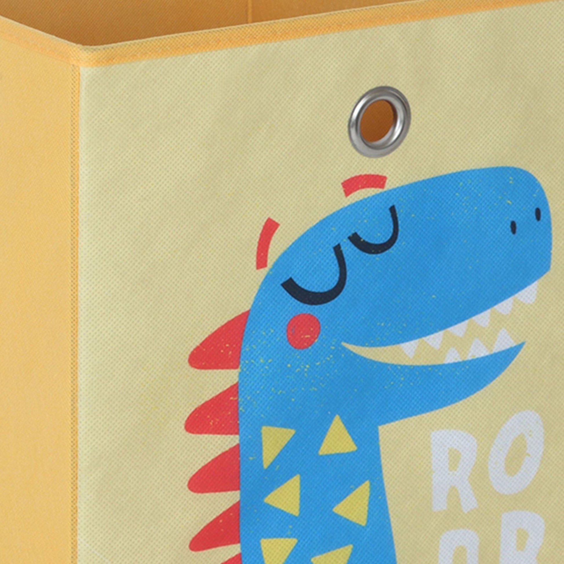 Kinder Aufbewahrungsboxen 4er-Set Blau-Gelb-Grün von Relaxdays