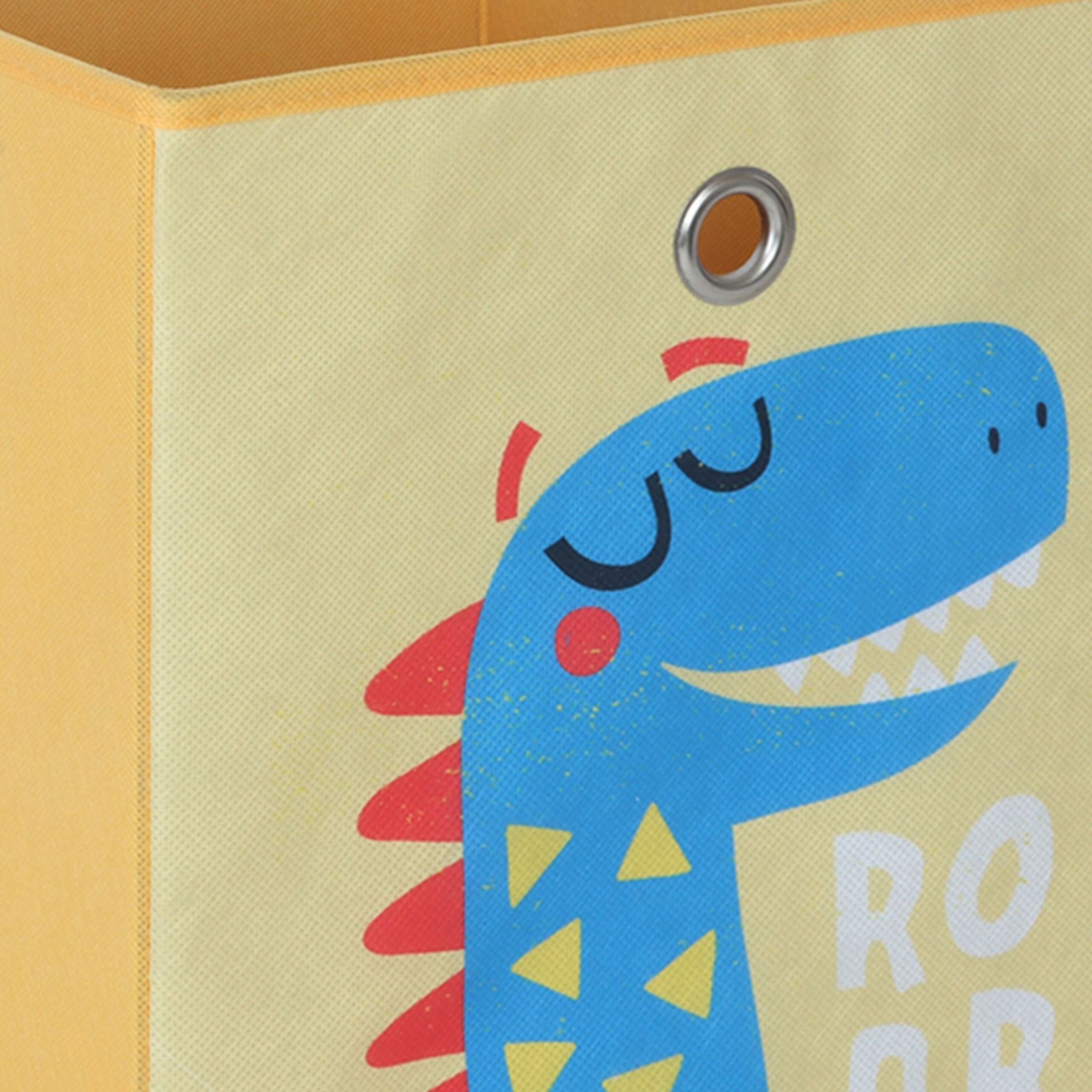 Kinder Aufbewahrungsboxen 4er-Set Blau-Gelb-Grün von Relaxdays