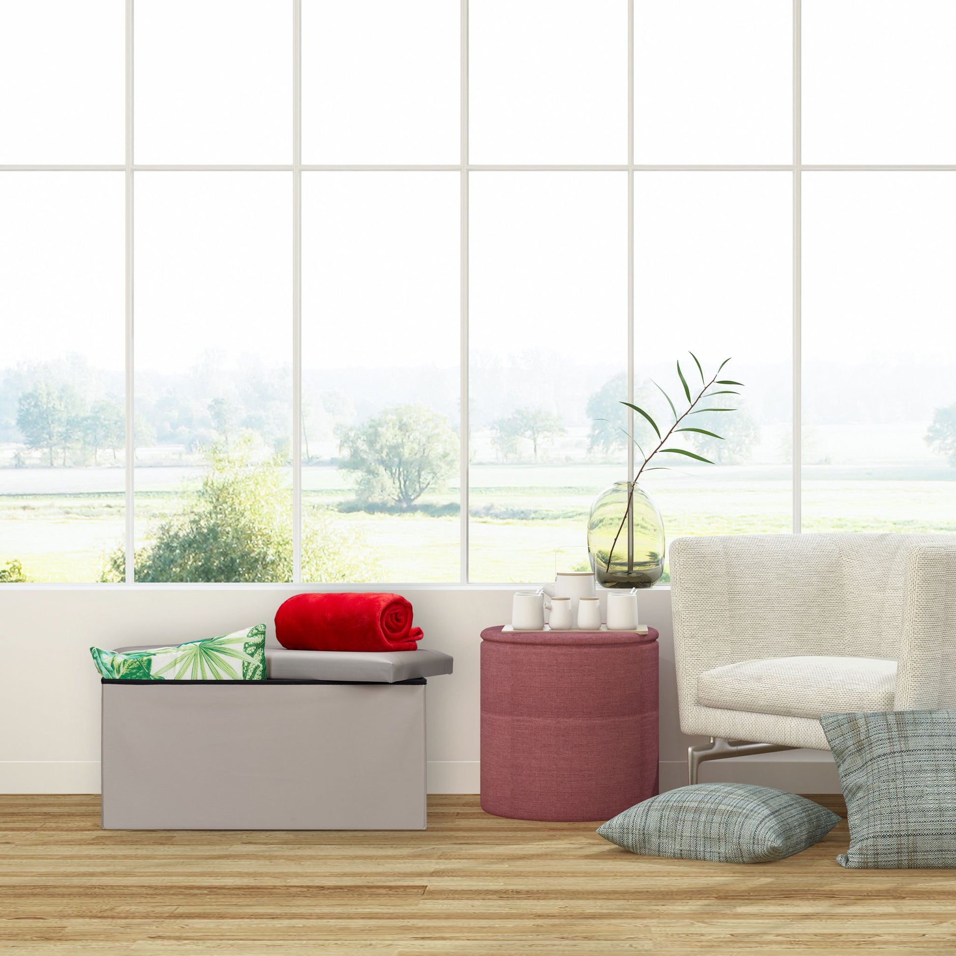 Sitzbank Kunstleder Grau von Relaxdays