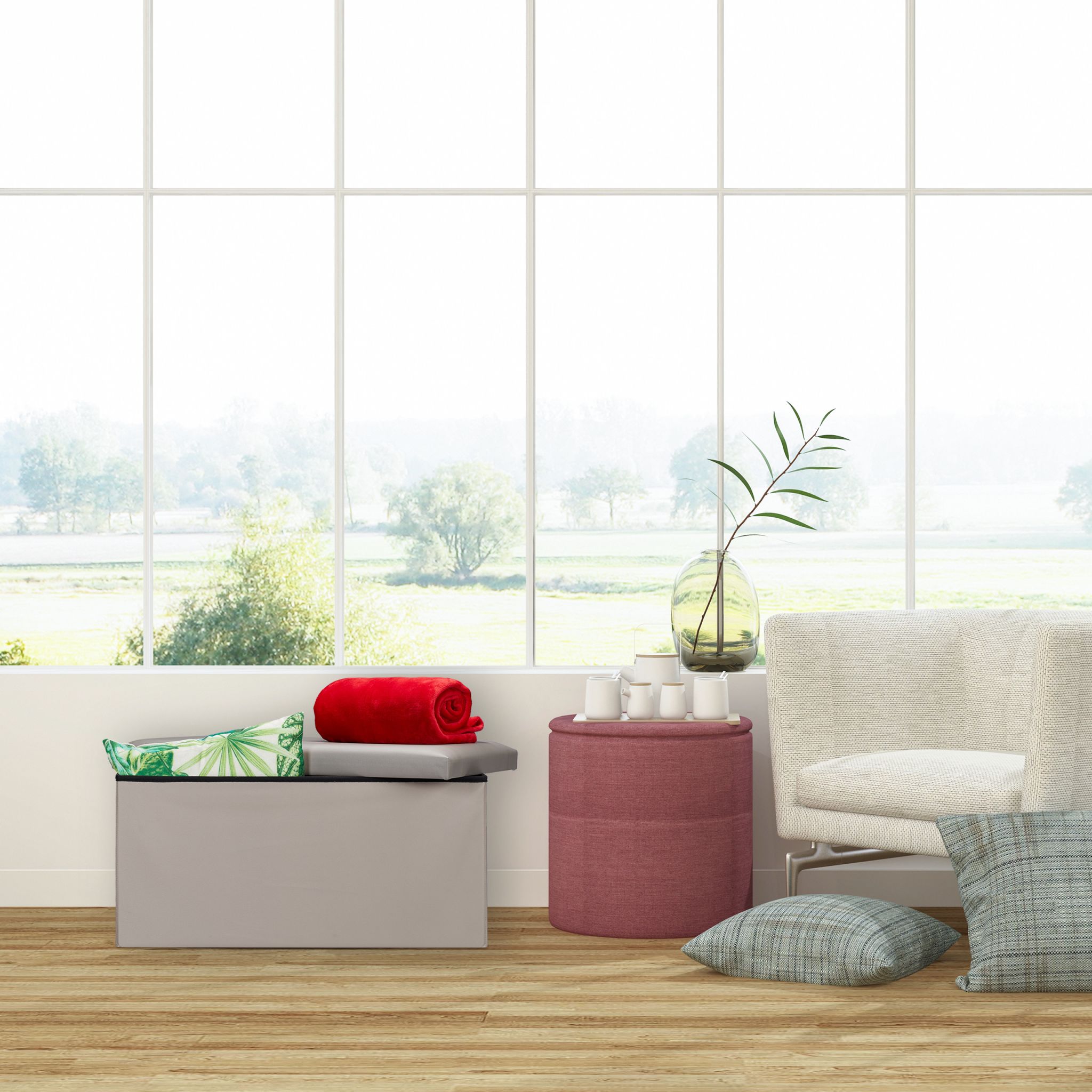 Sitzbank Kunstleder Grau von Relaxdays