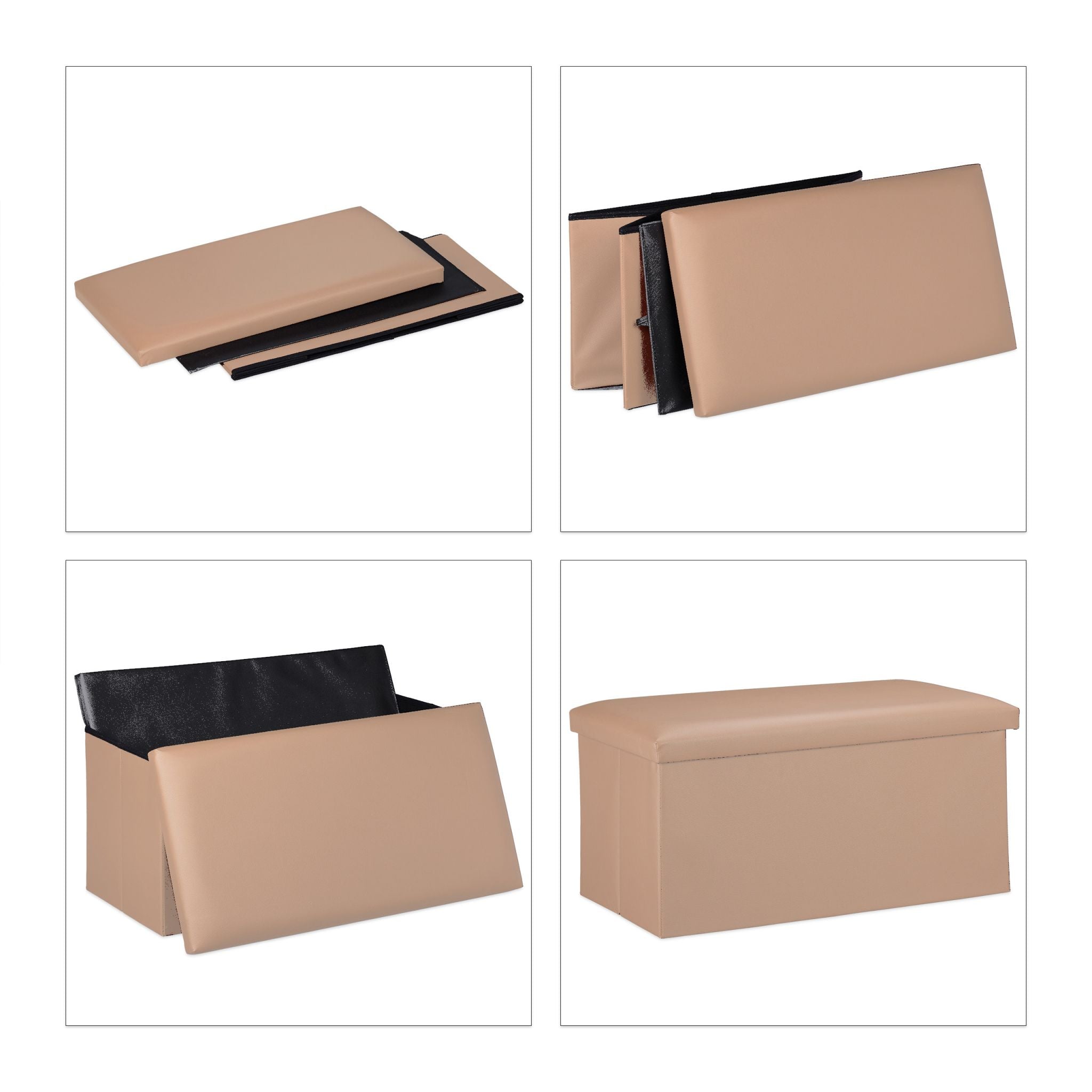 Sitzbank Kunstleder Beige von Relaxdays