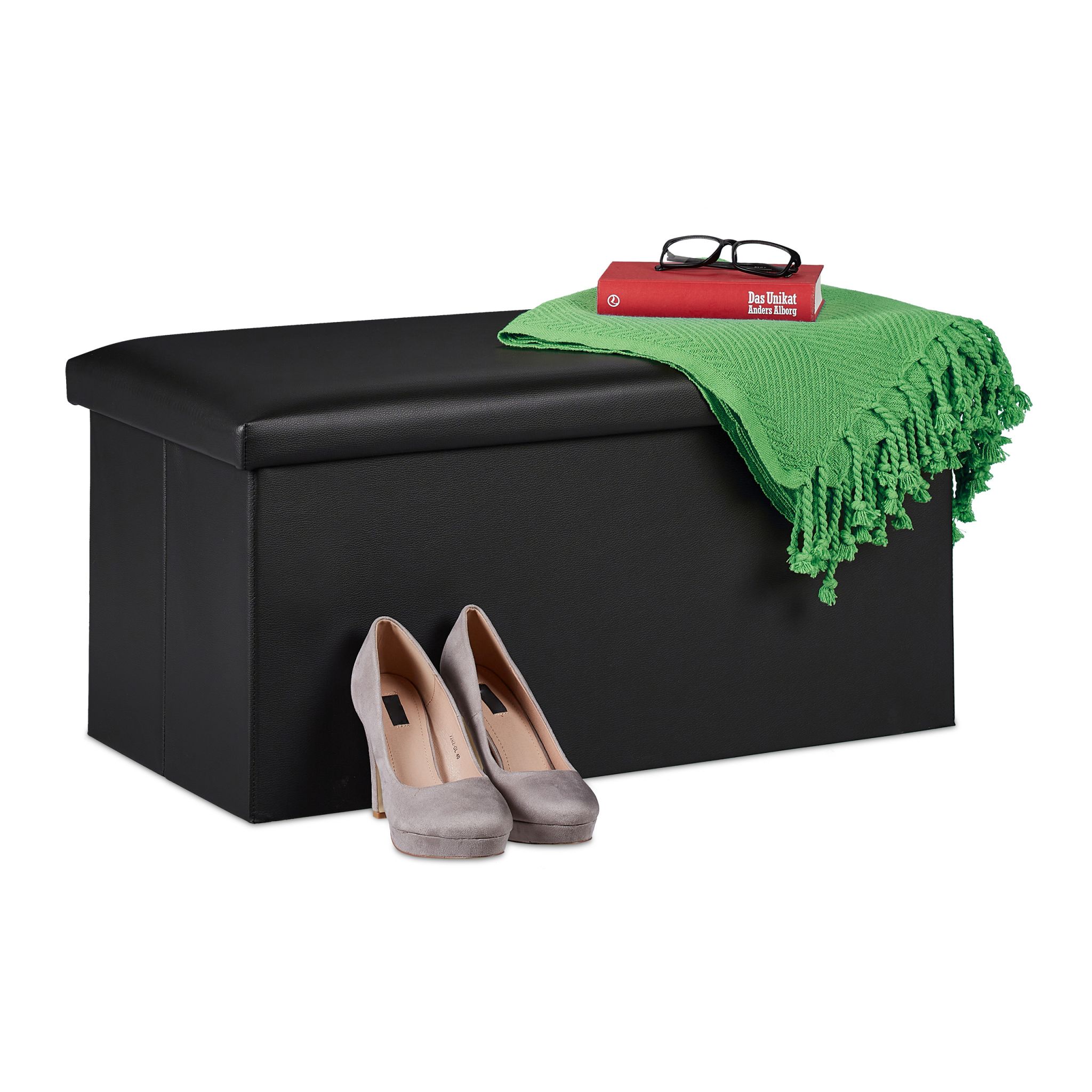 Sitzbank Kunstleder Schwarz von Relaxdays