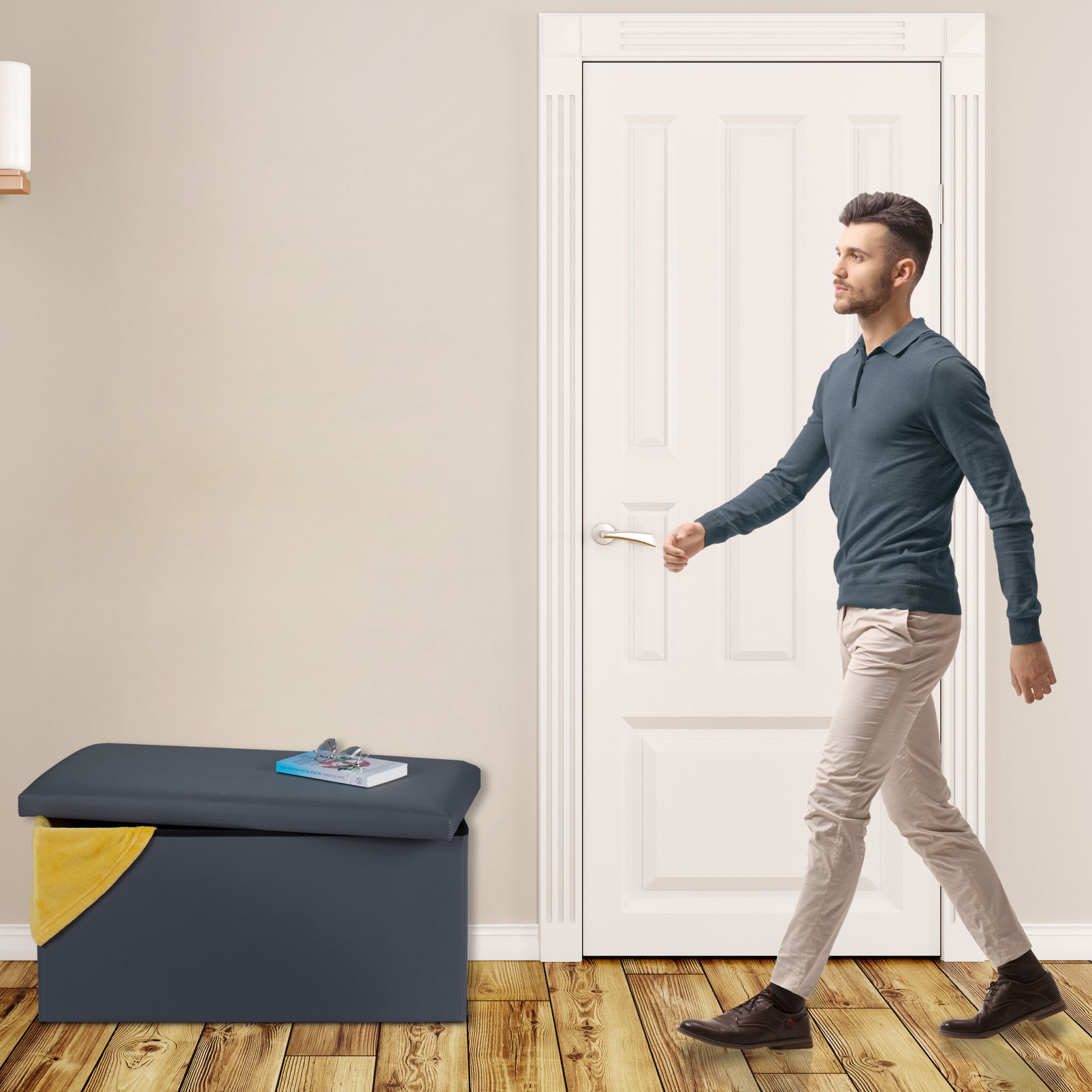 Sitzbank Kunstleder Anthrazit von Relaxdays