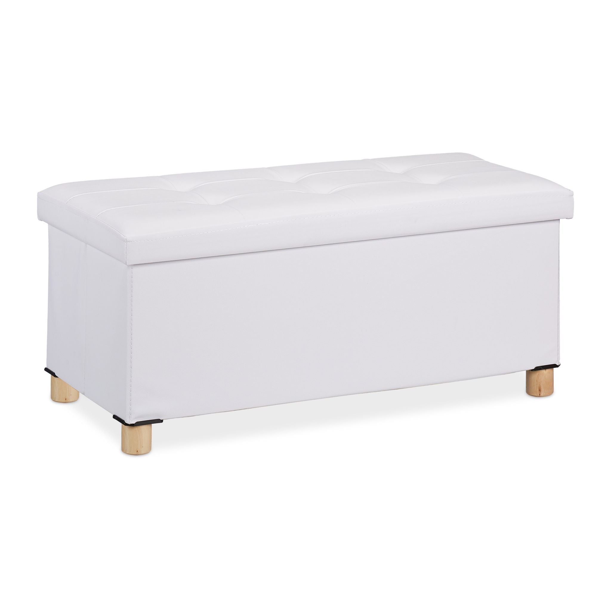 Kunstleder Sitzbank Weiss-Hellbraun von Relaxdays