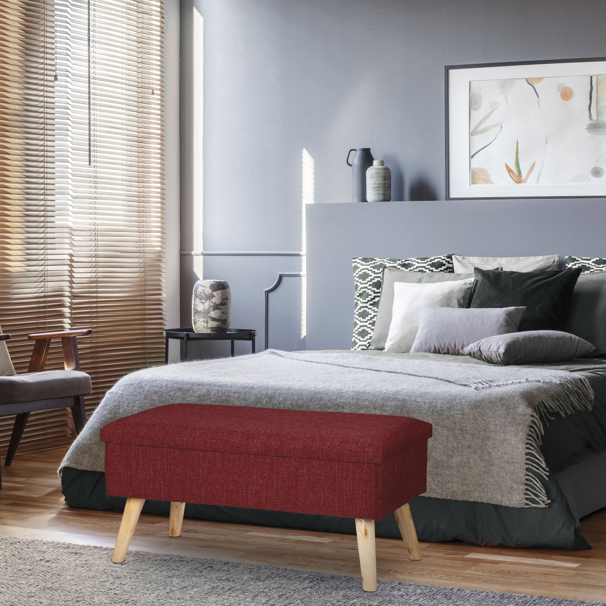 Sitzbank mit Stauraum Dunkelrot-Hellbraun von Relaxdays