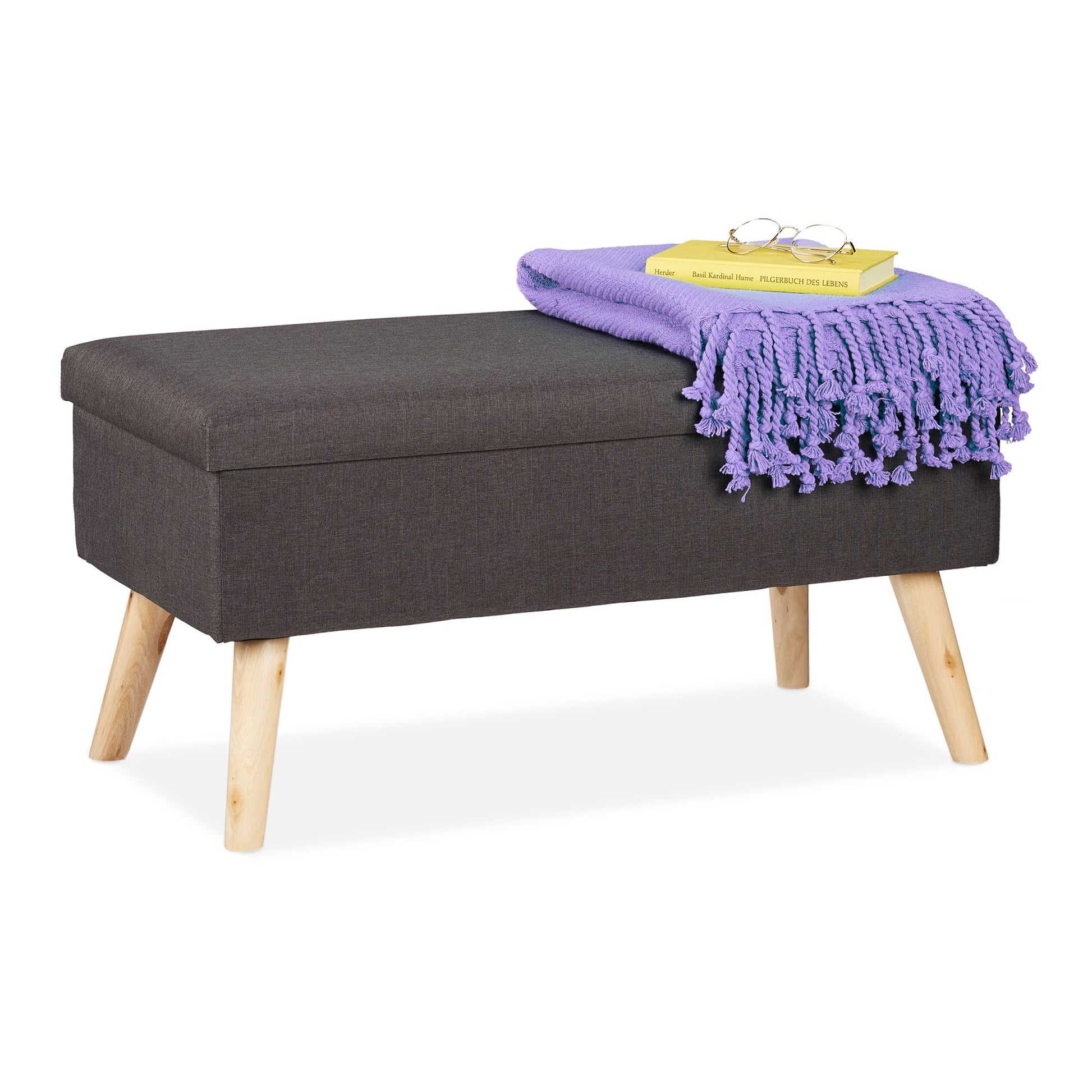 Sitzbank mit Stauraum Anthrazit-Hellbraun von Relaxdays
