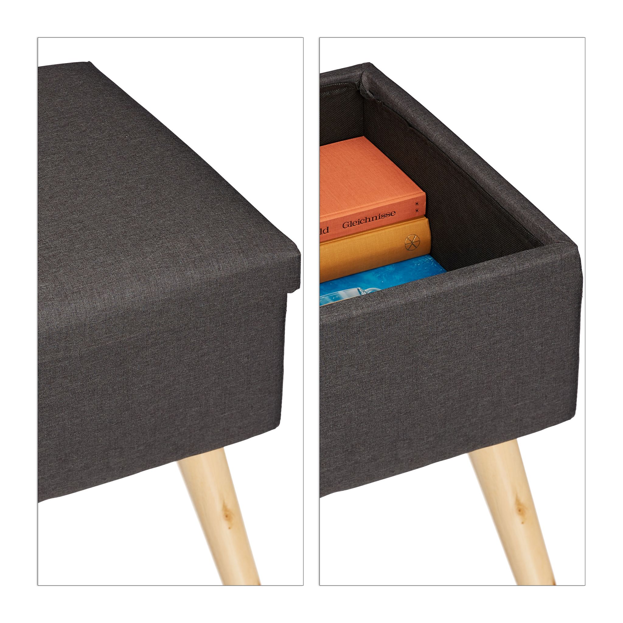 Sitzbank mit Stauraum Anthrazit-Hellbraun von Relaxdays