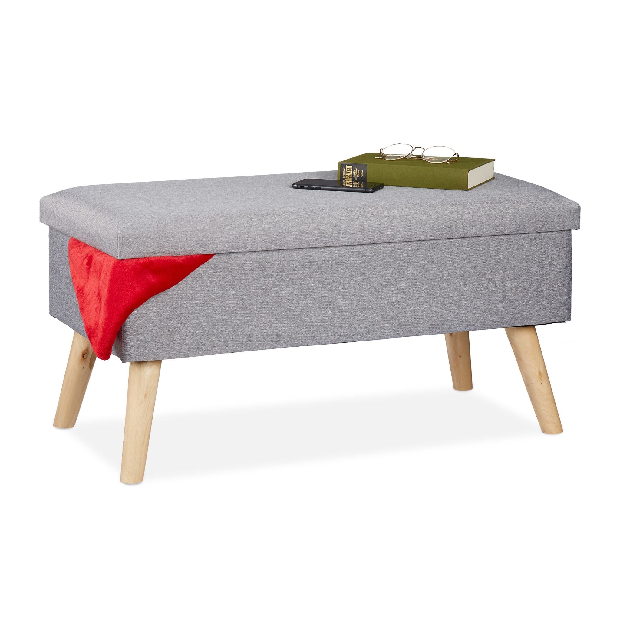 Sitzbank mit Stauraum Hellbraun-Grau von Relaxdays