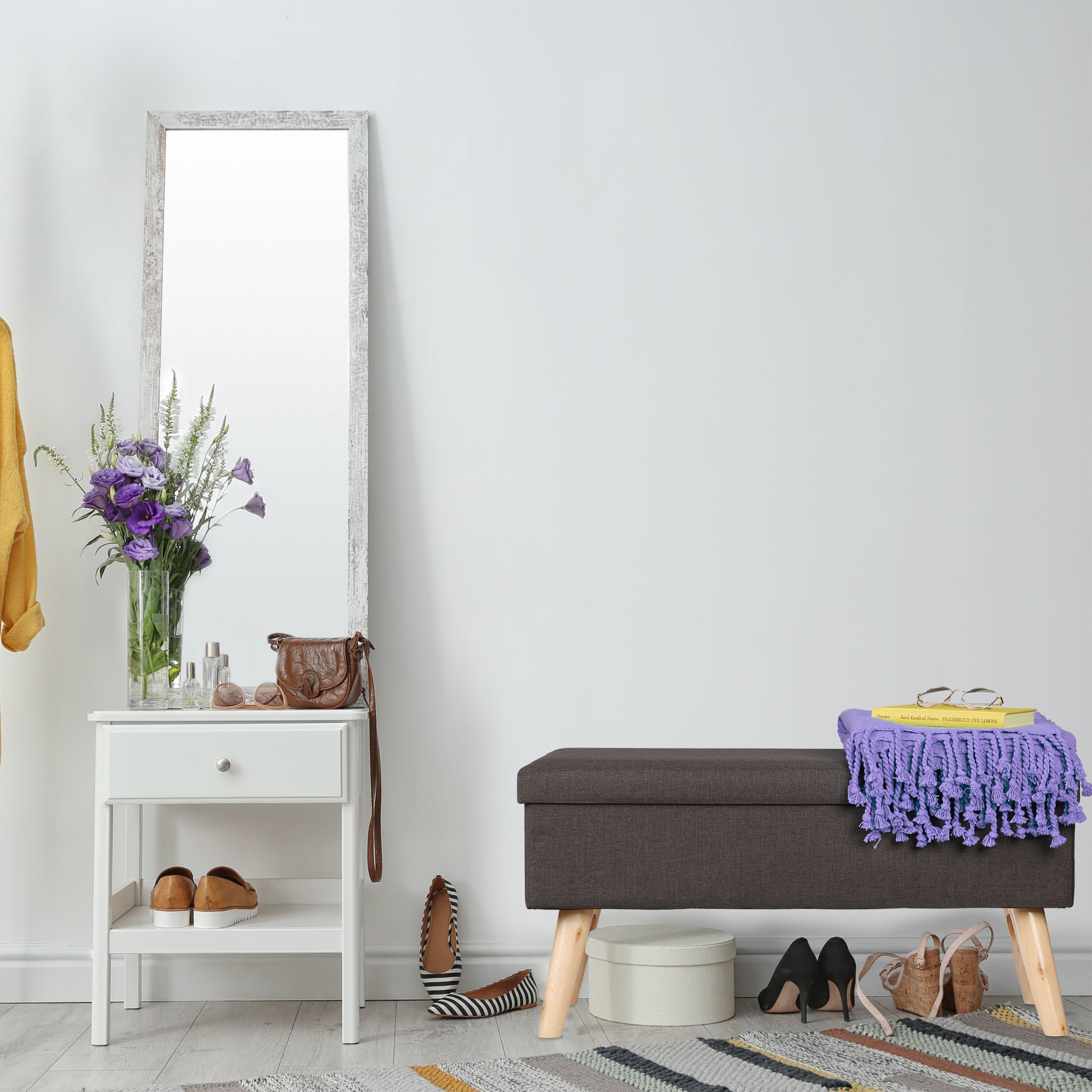 Sitzbank mit Stauraum Hellbraun-Grau von Relaxdays