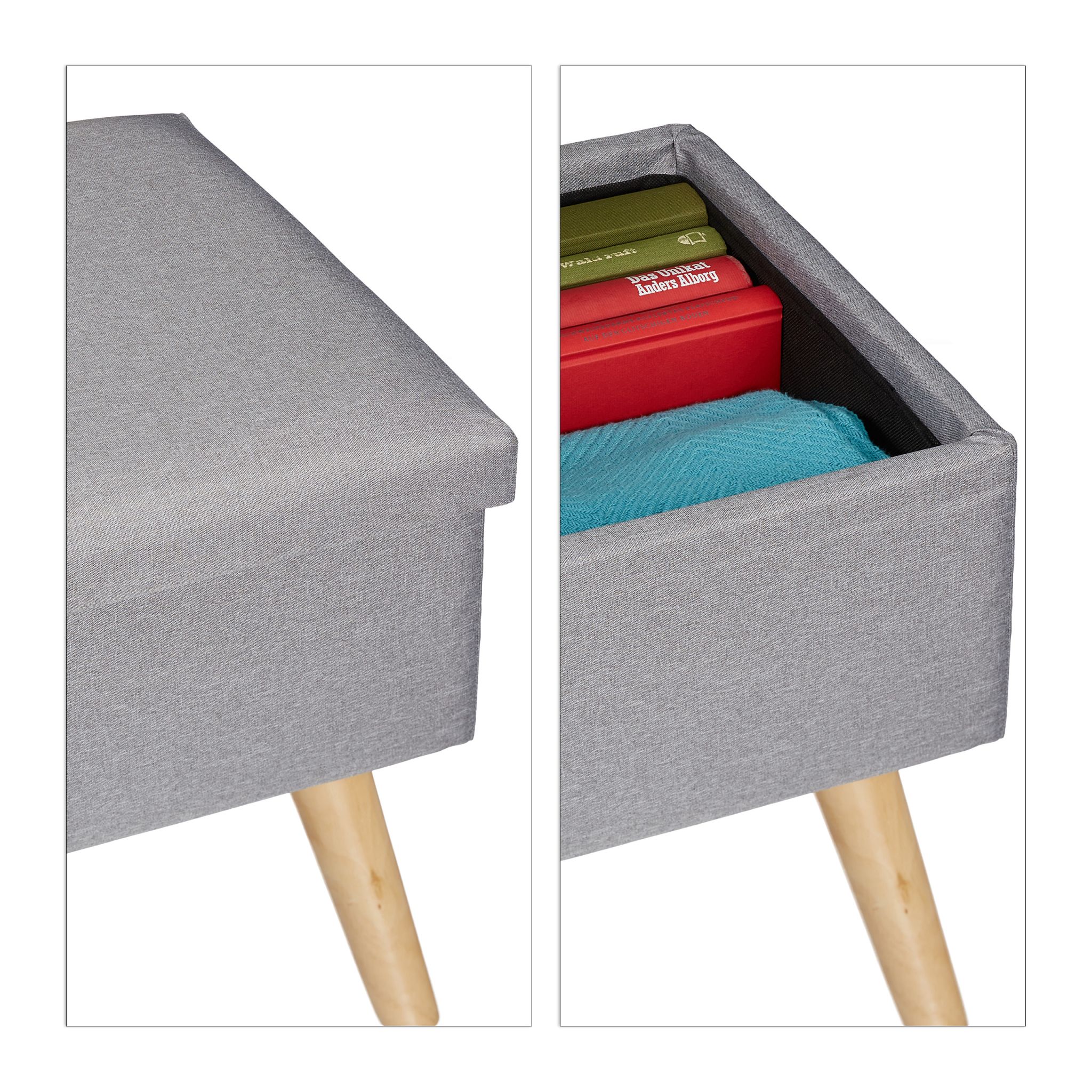Sitzbank mit Stauraum Hellbraun-Grau von Relaxdays